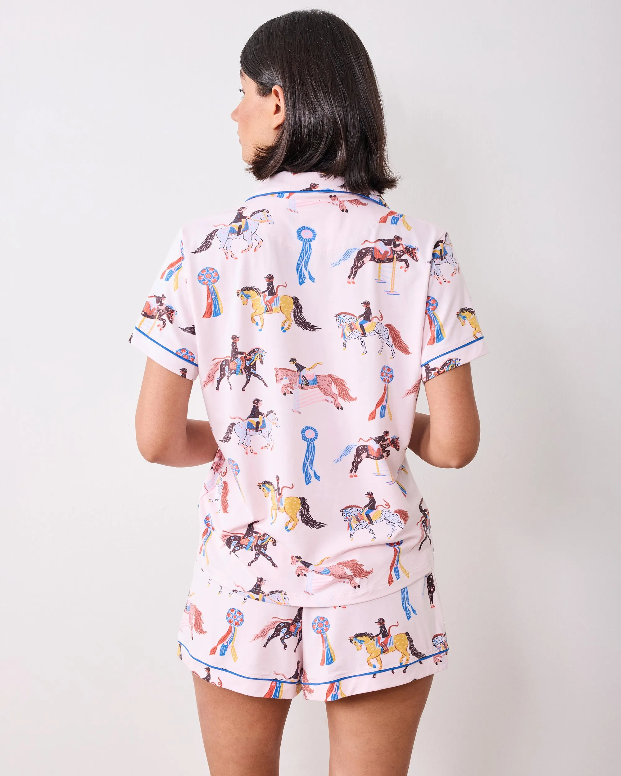 Horse Show - Organic Pima Modal Knit Short PJ Set - Pale Peach sold by Printfresh product image thumbnail 5