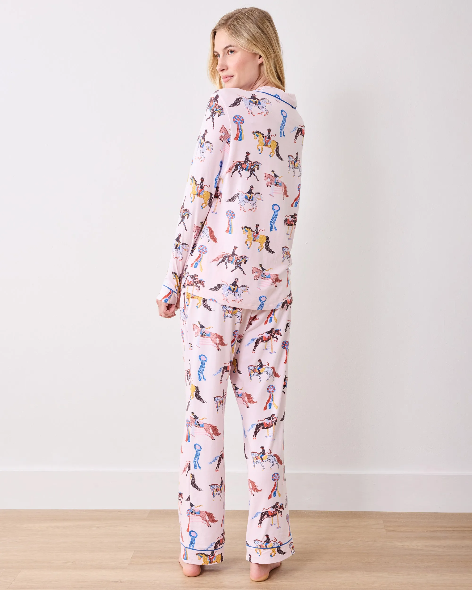 Horse Show - Organic Pima Modal Knit Long PJ Set - Pale Peach sold by Printfresh product image thumbnail 5