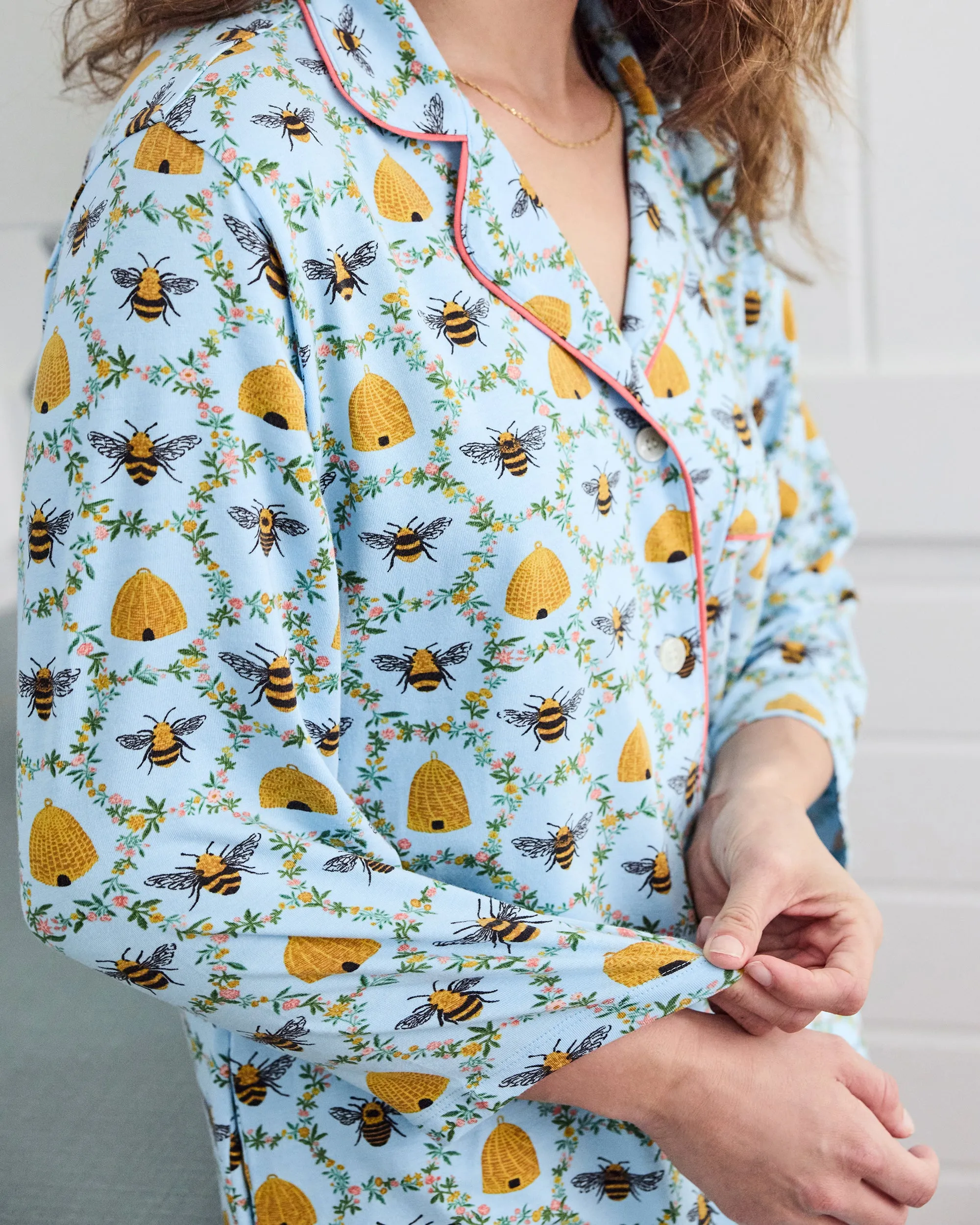 Sweet Bee - Organic Pima Modal Knit Sleep Shirt - Soft Blue sold by Printfresh product image thumbnail 2