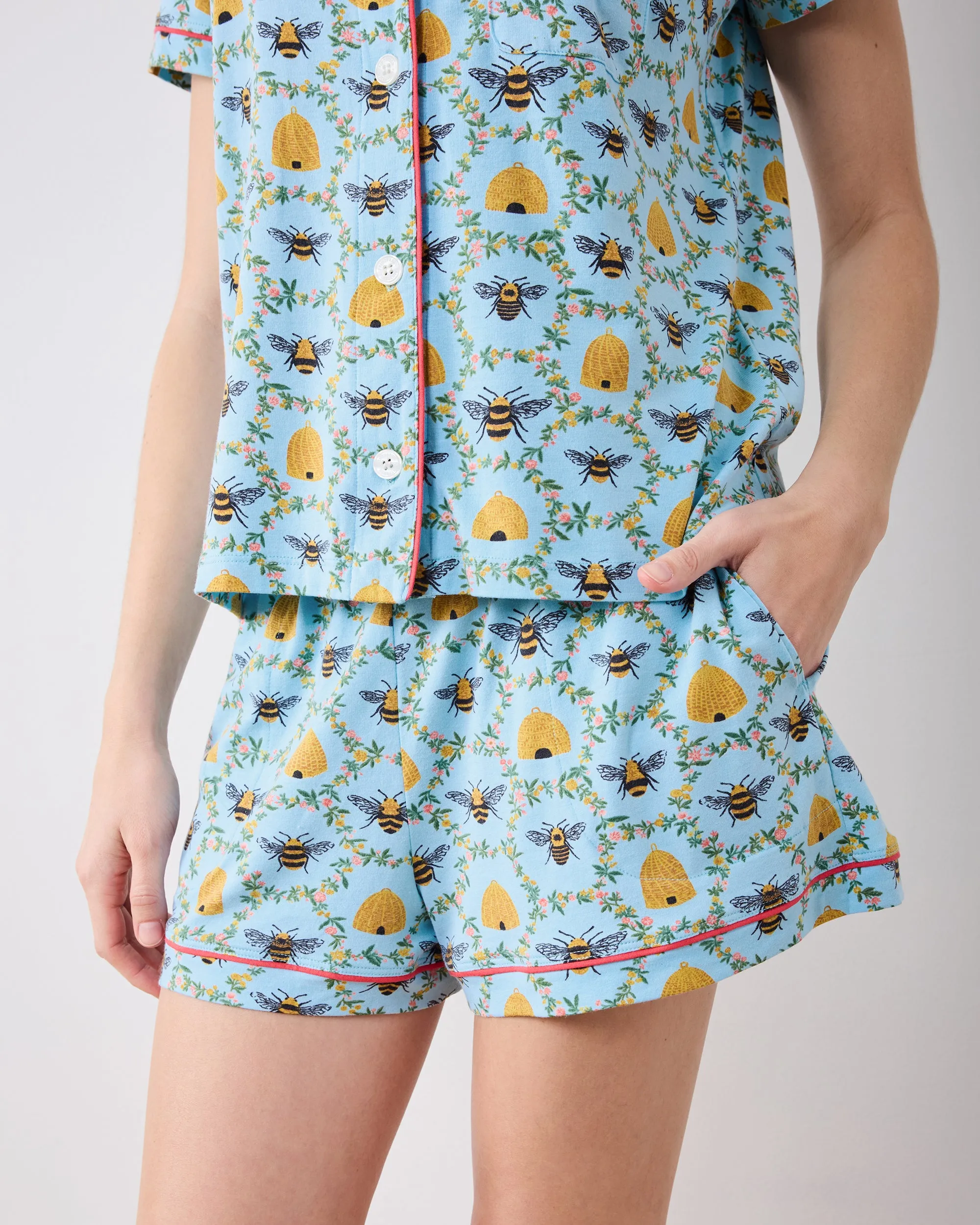 Sweet Bee - Organic Pima Modal Knit Short PJ Set - Soft Blue sold by Printfresh product image thumbnail 3