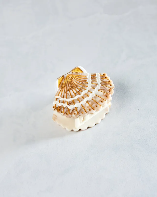 Golden Seashell - Hand-Painted Claw Hair Clip - Solar Eclipse made by Printfresh