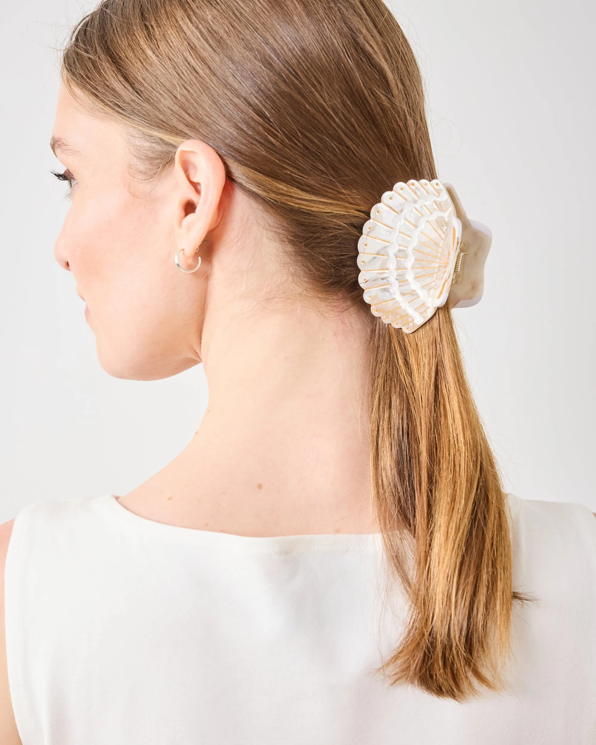 Golden Seashell - Hand-Painted Claw Hair Clip - Solar Eclipse sold by Printfresh product image thumbnail 3