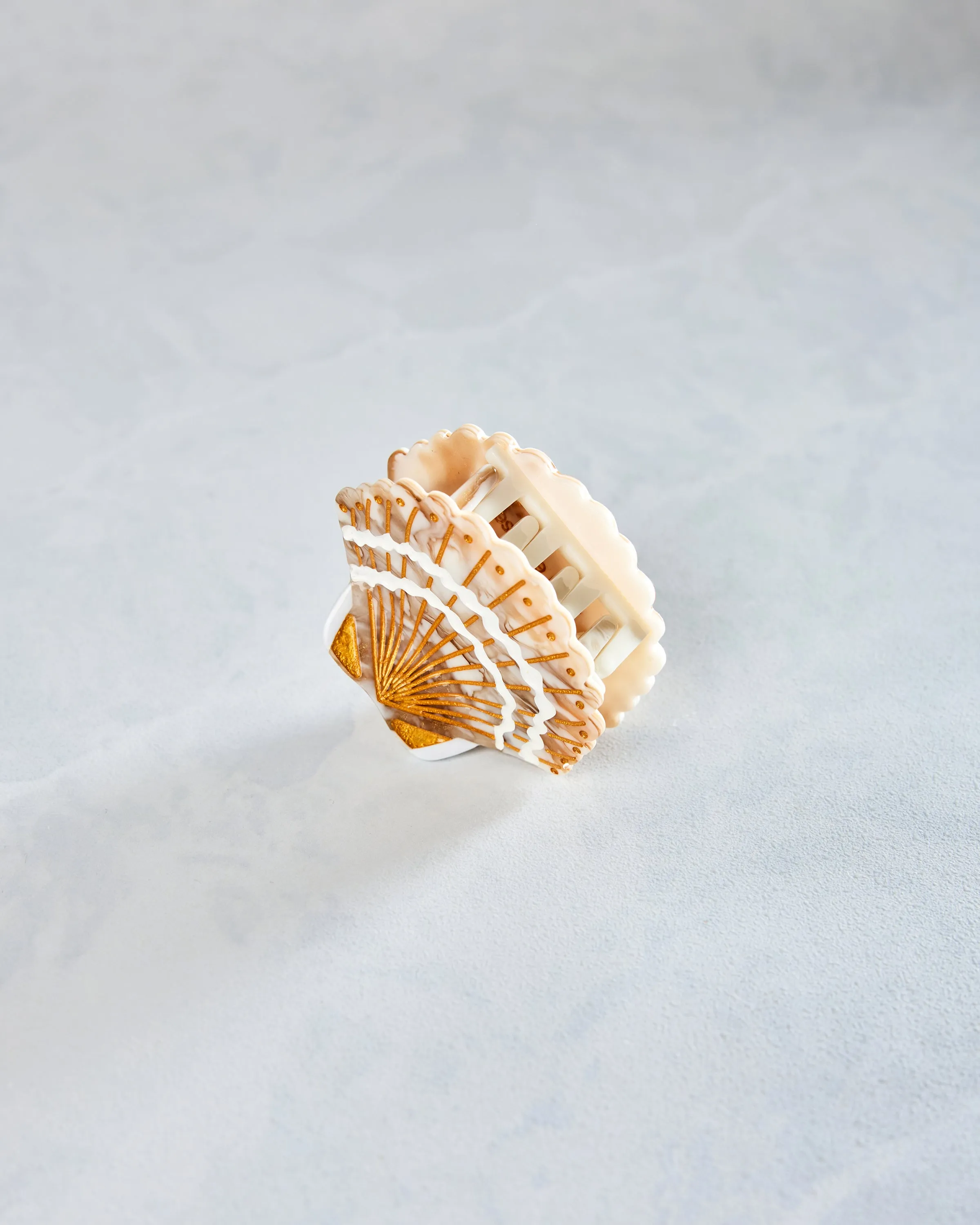 Golden Seashell - Hand-Painted Claw Hair Clip - Solar Eclipse sold by Printfresh product image thumbnail 2