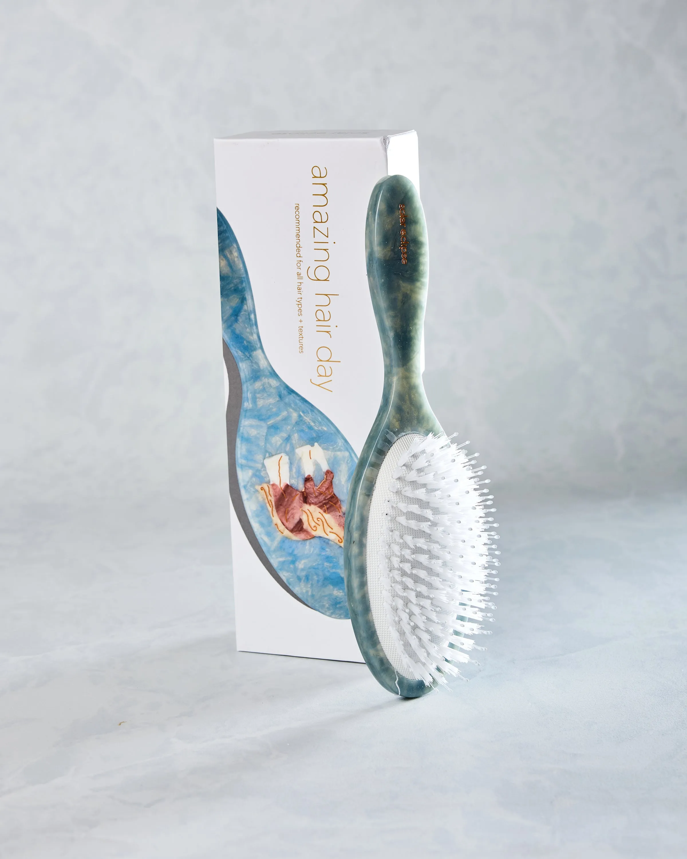 Blue Combo - Hand Painted Horse Amazing Hair Day Brush - Solar Eclipse sold by Printfresh
