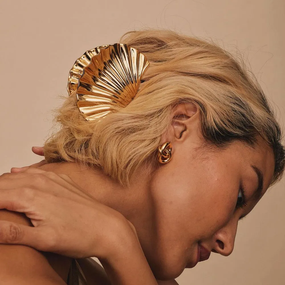 Gold - Gold Shell Hair Claw Clip - LadyJuneAccessories sold by Printfresh product image thumbnail 5