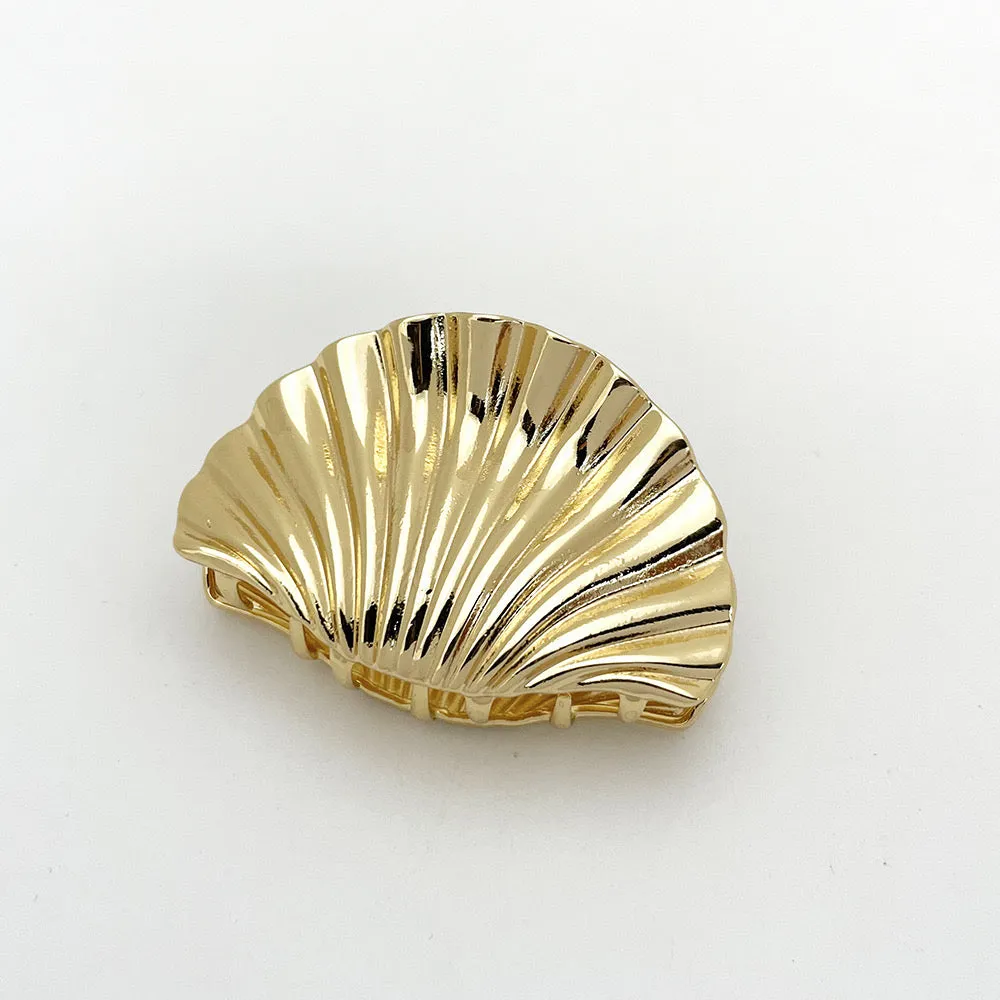Gold - Gold Shell Hair Claw Clip - LadyJuneAccessories sold by Printfresh product image thumbnail 2