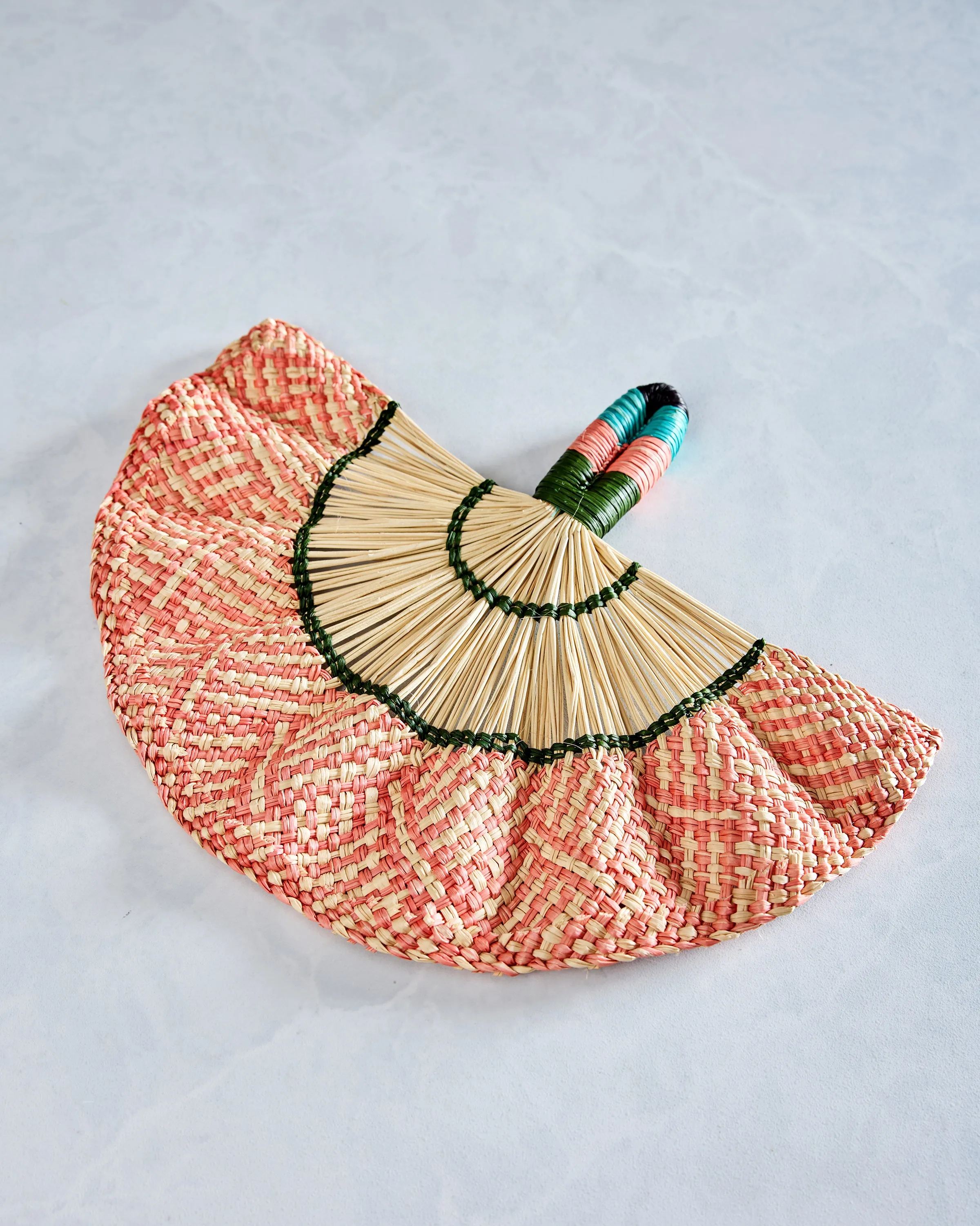 Light Pink Combo - Toquilla Frilly Hand Fan - Coro Cora sold by Printfresh product image thumbnail 3