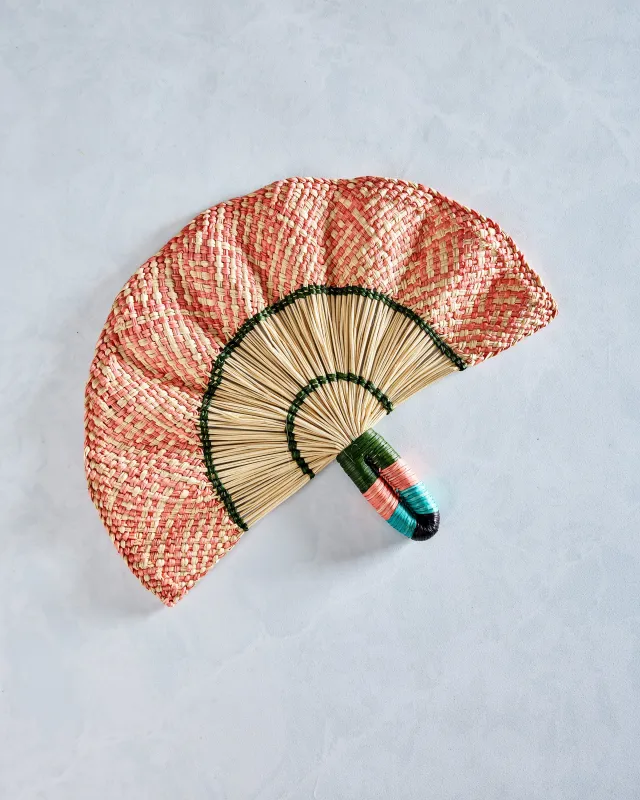 Light Pink Combo - Toquilla Frilly Hand Fan - Coro Cora made by Printfresh
