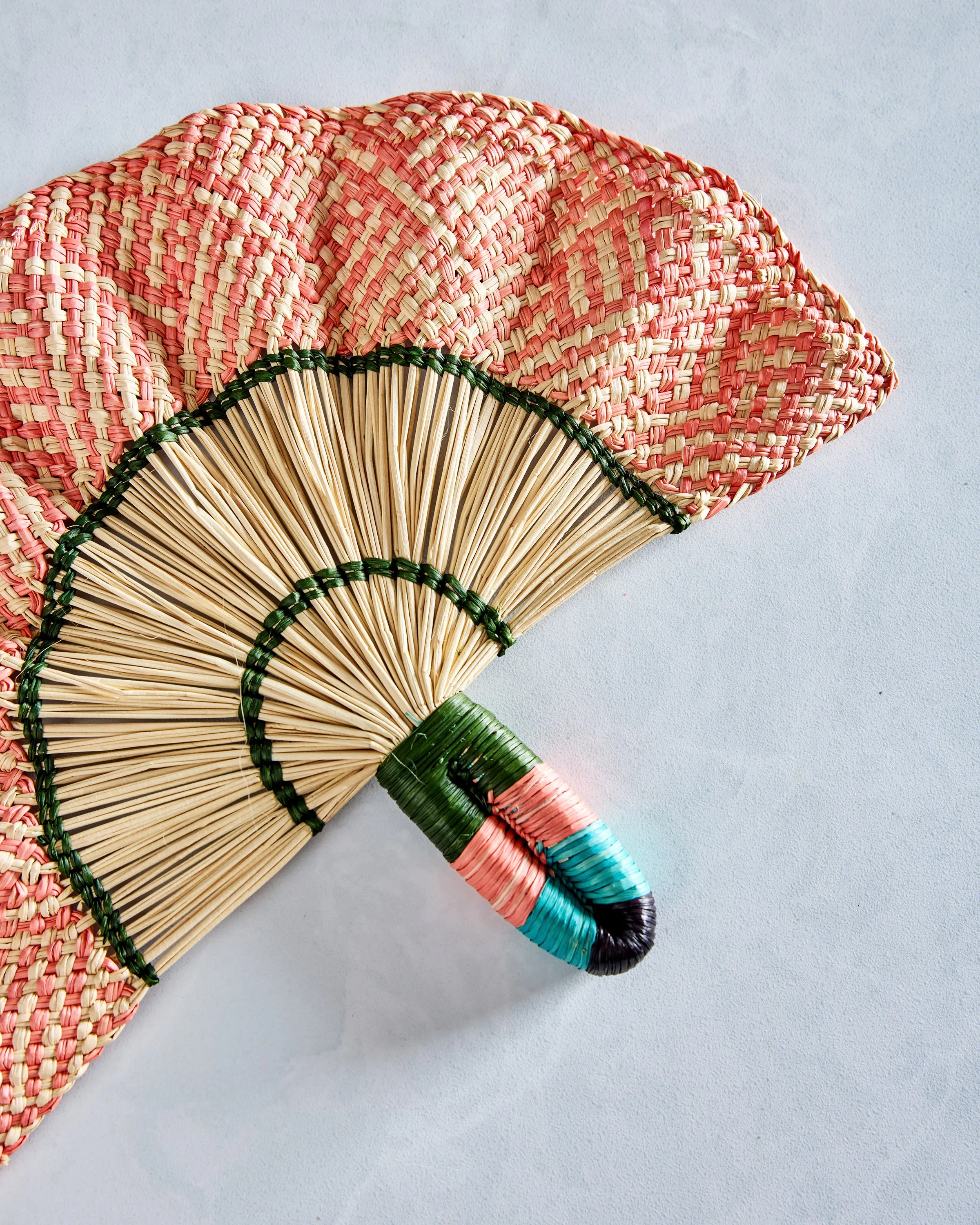 Light Pink Combo - Toquilla Frilly Hand Fan - Coro Cora sold by Printfresh product image thumbnail 4