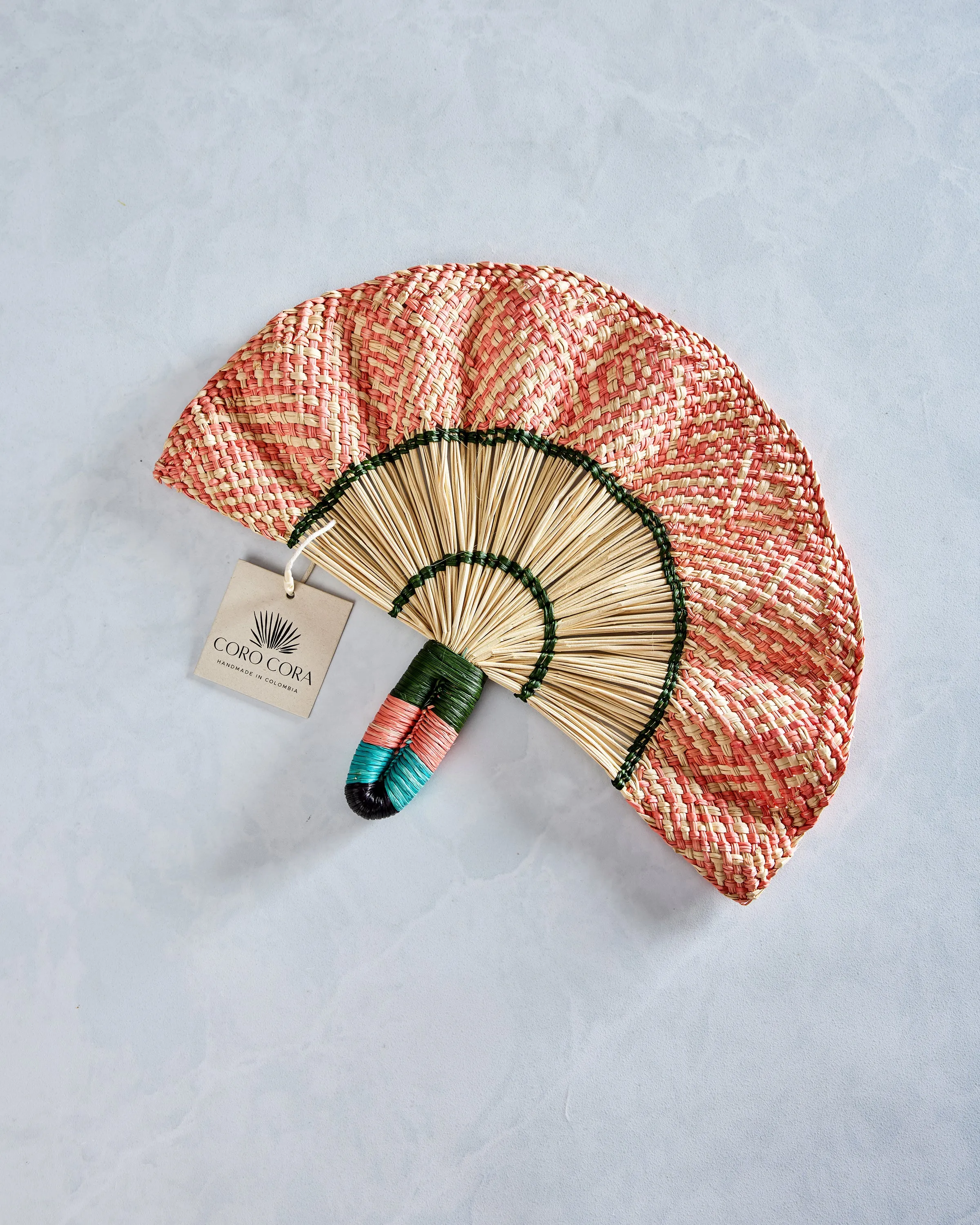 Light Pink Combo - Toquilla Frilly Hand Fan - Coro Cora sold by Printfresh product image thumbnail 2