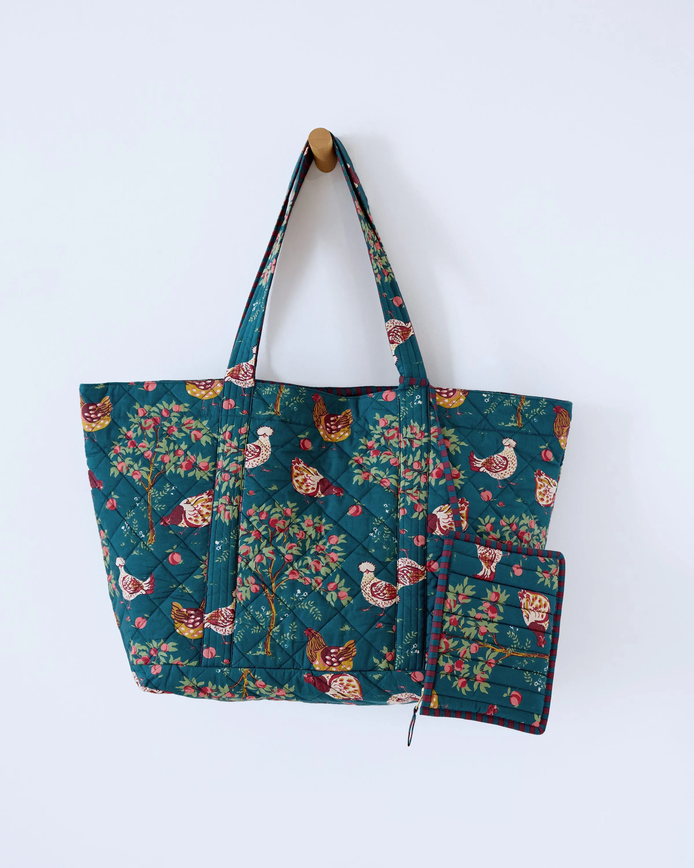 Hen House - Weekend Bag with Pouch - Navy sold by Printfresh