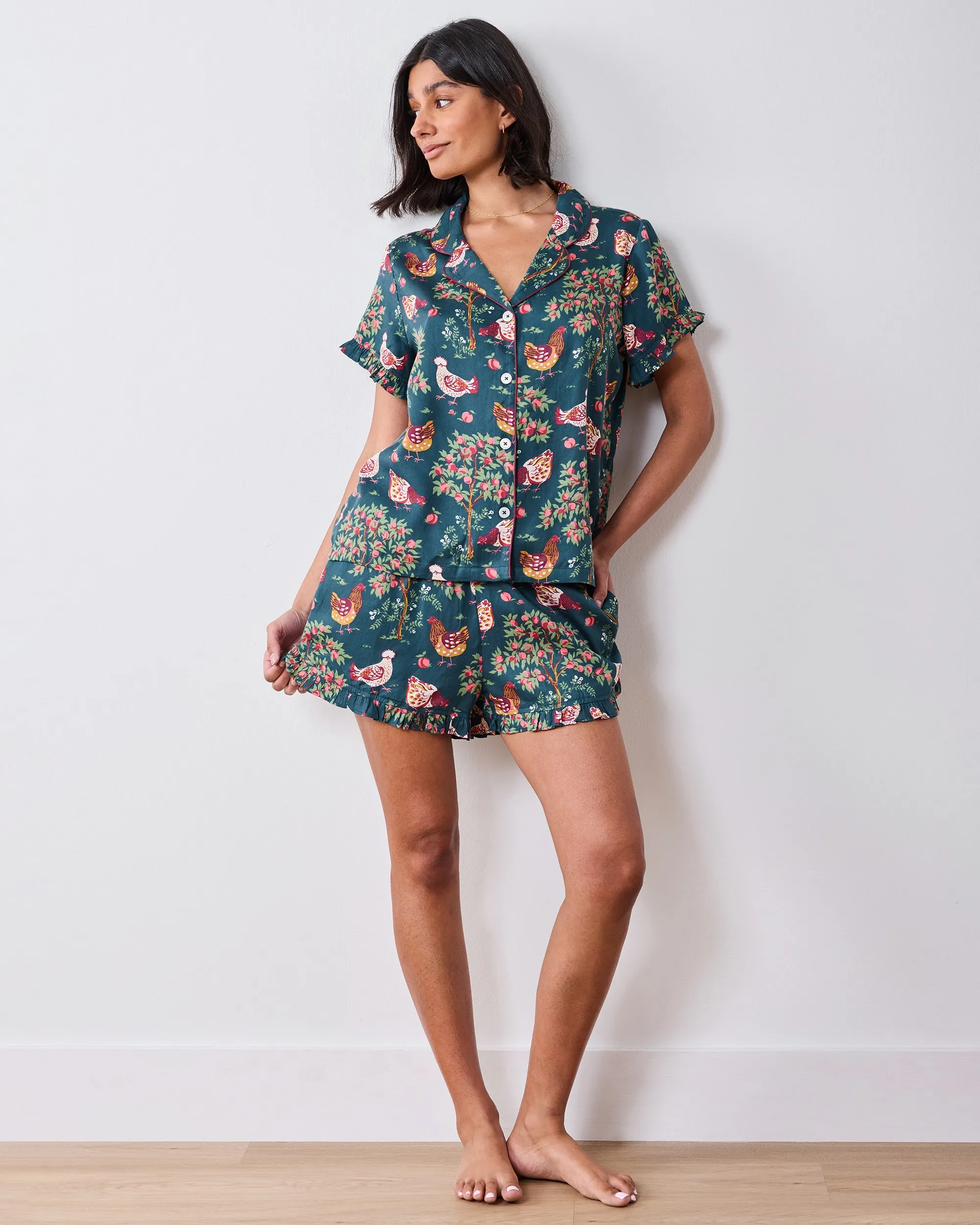 Hen House - Eco Satin Ruffle Set - Navy sold by Printfresh product image thumbnail 2