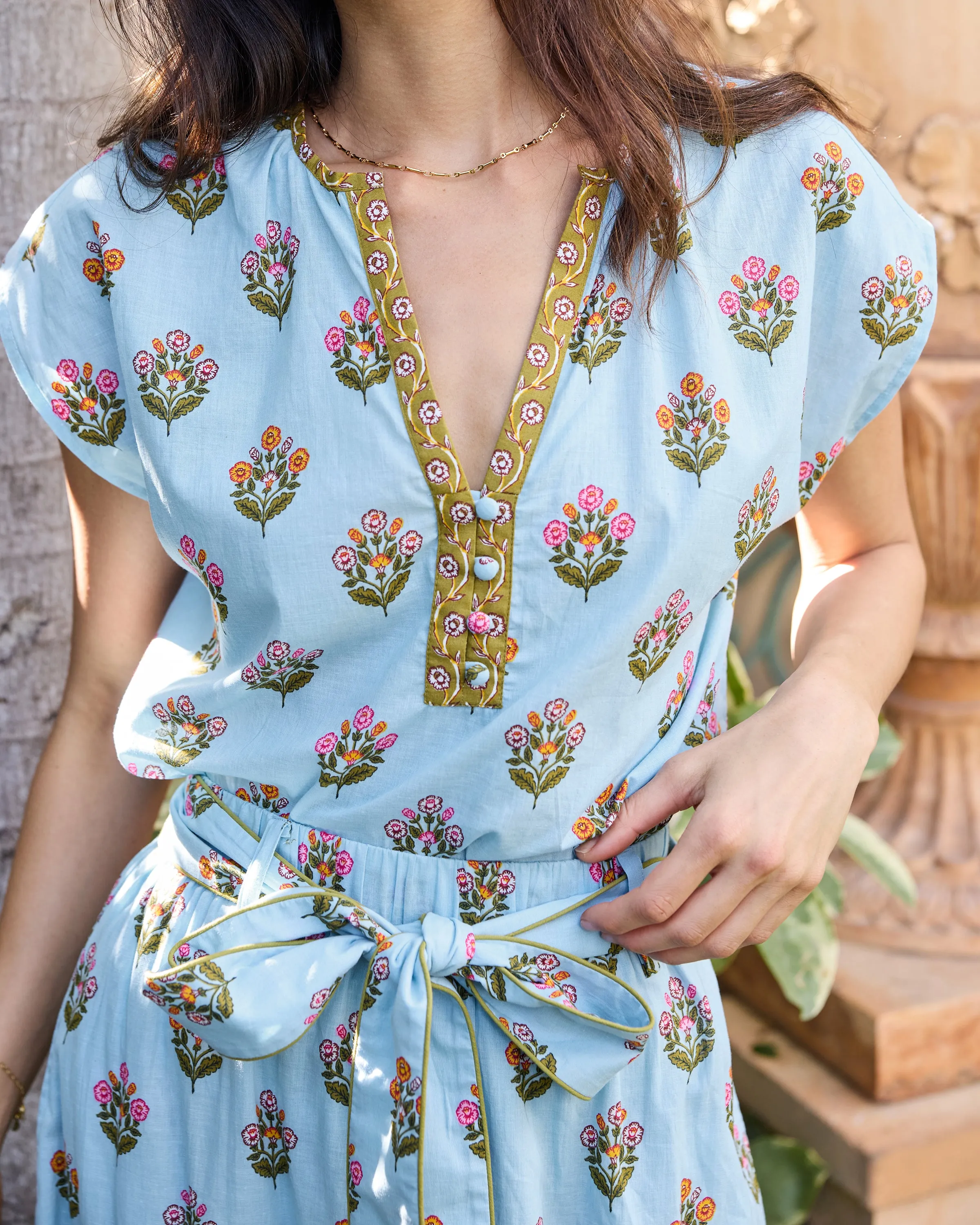 Wildflower Walks - Emmie Skirt & Jordan Blouse Set - Soft Blue sold by Printfresh product image thumbnail 4