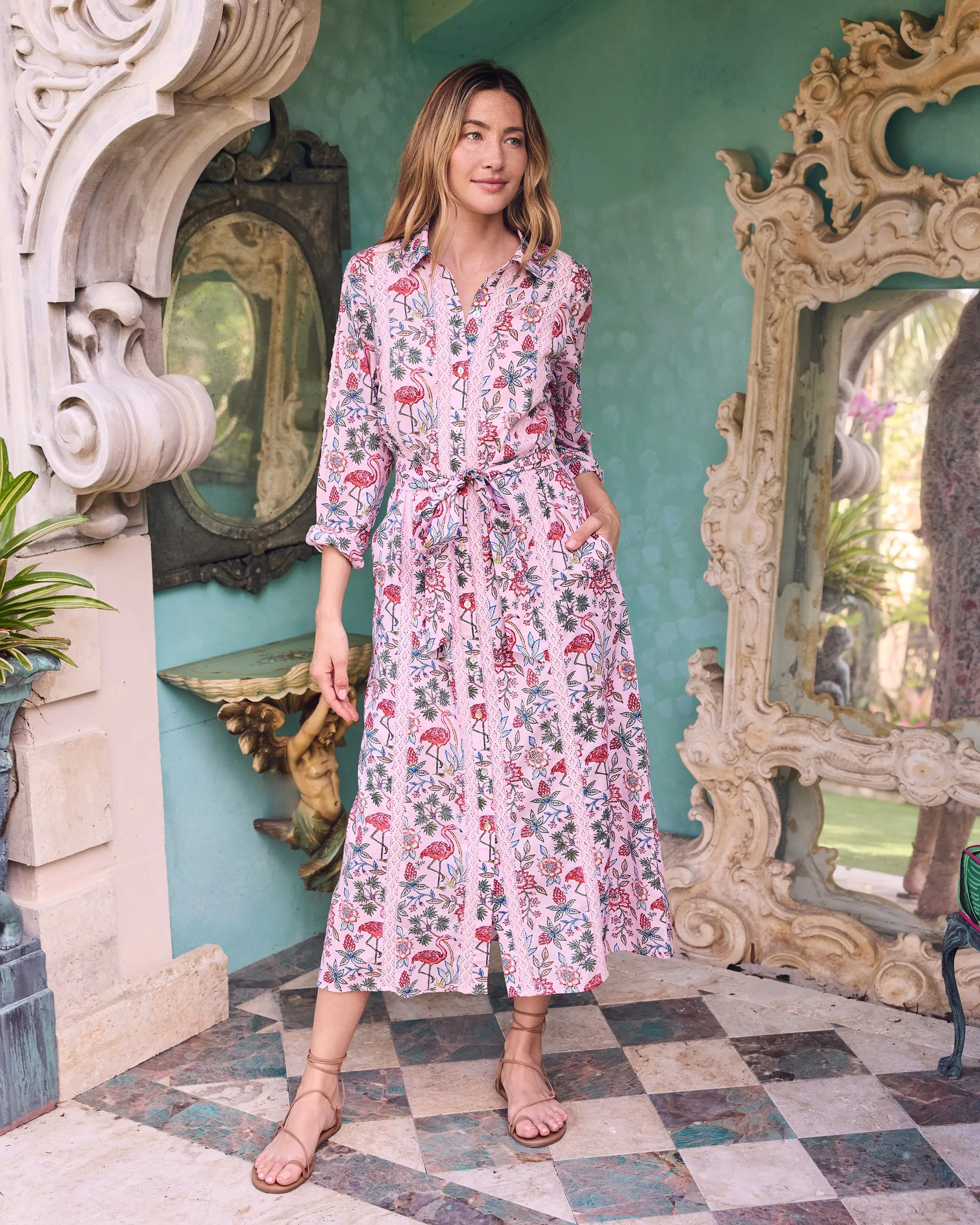 Flora Flamingo - Meredith Dress - Pink Posey sold by Printfresh product image thumbnail 3