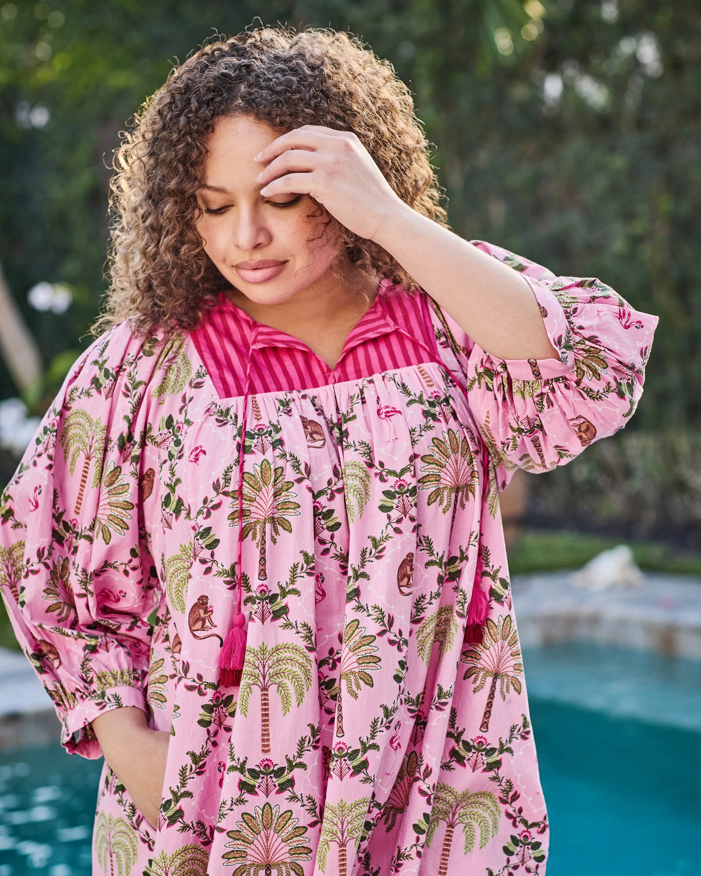 Island Muse - Flower Charmer Midi - Pink Flamingo sold by Printfresh