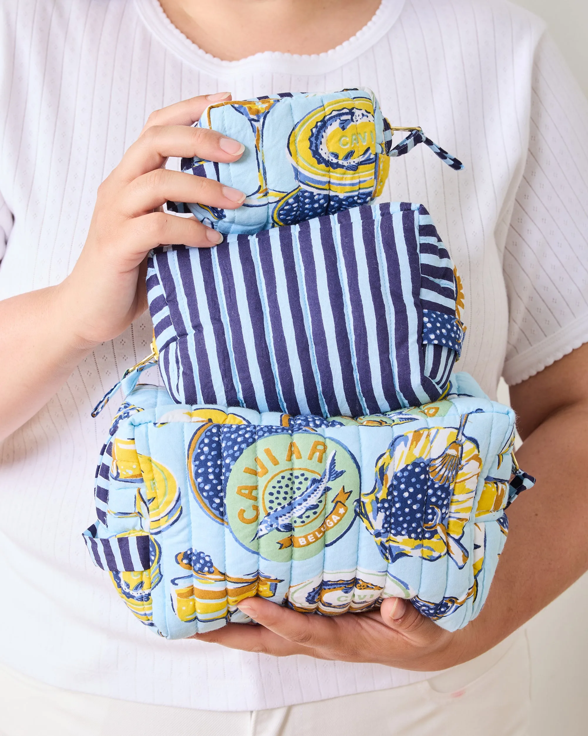 Champagne & Caviar - Three's Best Pouch Set - Pale Blue sold by Printfresh product image thumbnail 2