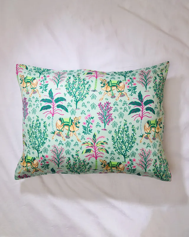 Camel's Courtyard - Eco Satin Pillowcase - Avocado made by Printfresh