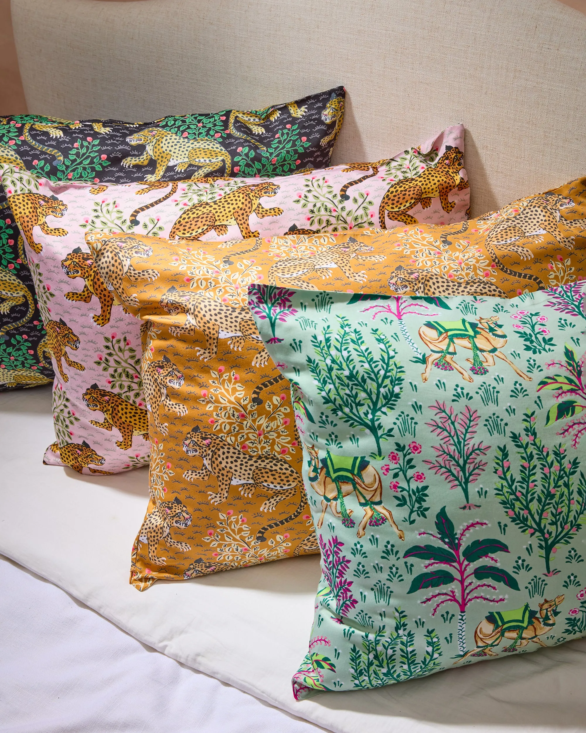 Camel's Courtyard - Eco Satin Pillowcase - Avocado sold by Printfresh product image thumbnail 4
