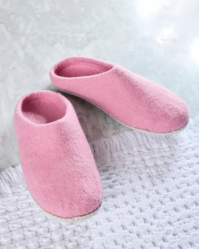 Light Pink - Organic Merino Wool Slippers - Fuzzy Cove made by Printfresh