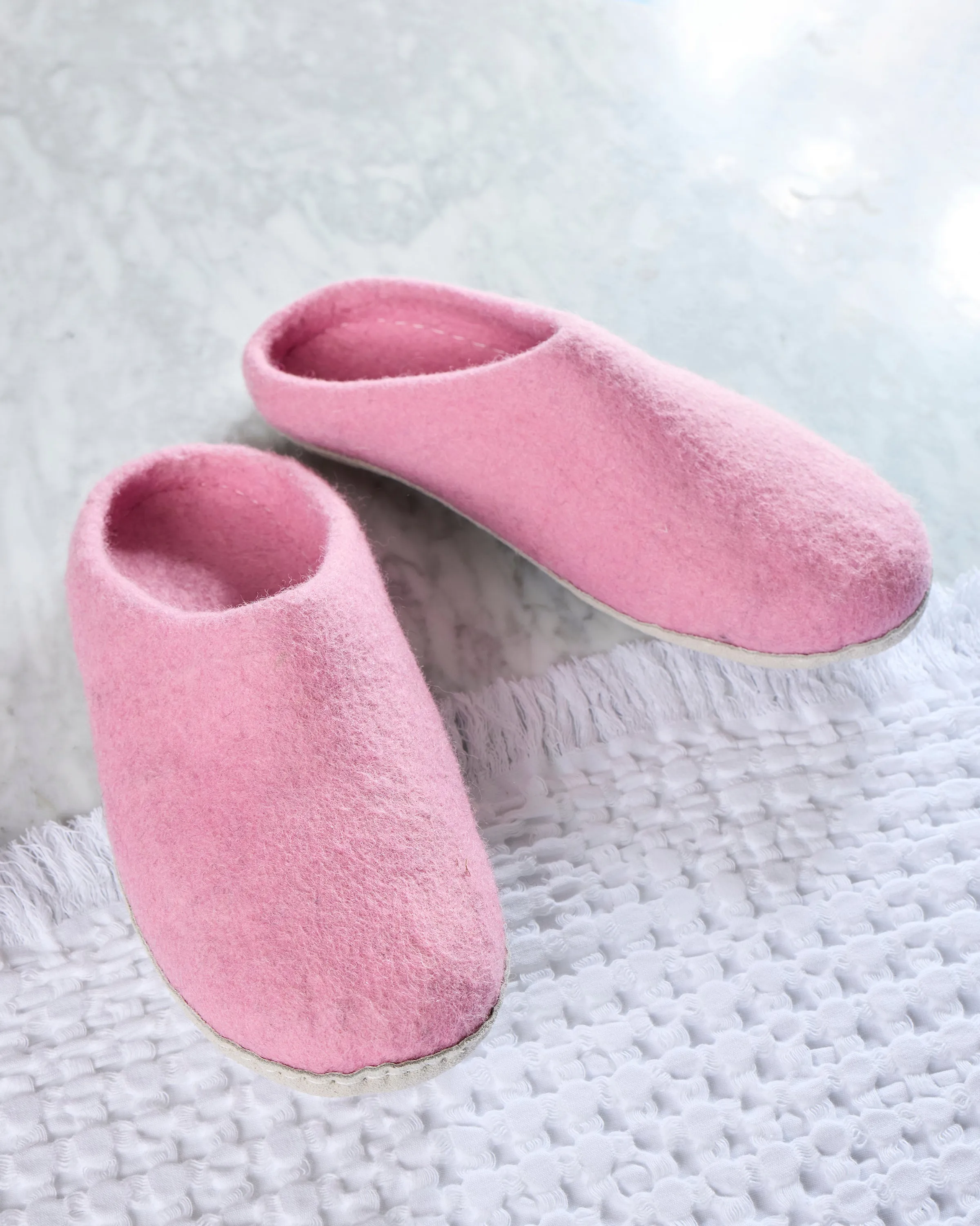 Light Pink - Organic Merino Wool Slippers - Fuzzy Cove sold by Printfresh
