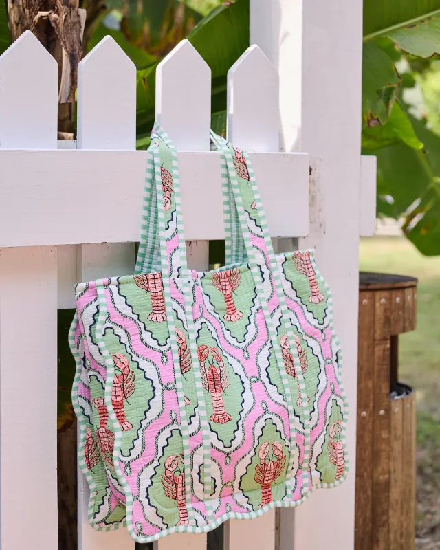 Lobster Lagoon - Scalloped Tote Bag - Pink Mojito made by Printfresh