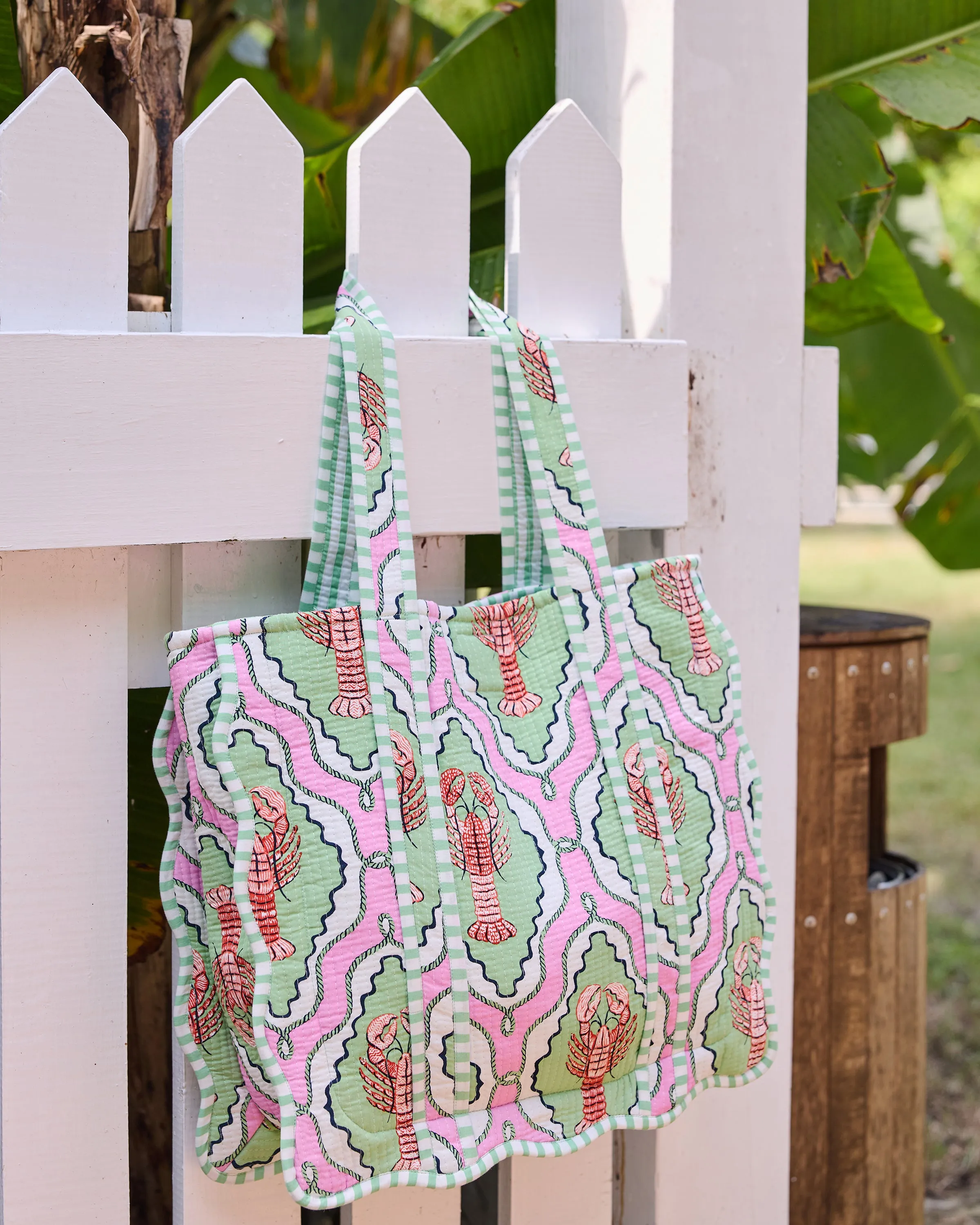 Lobster Lagoon - Scalloped Tote Bag - Pink Mojito sold by Printfresh