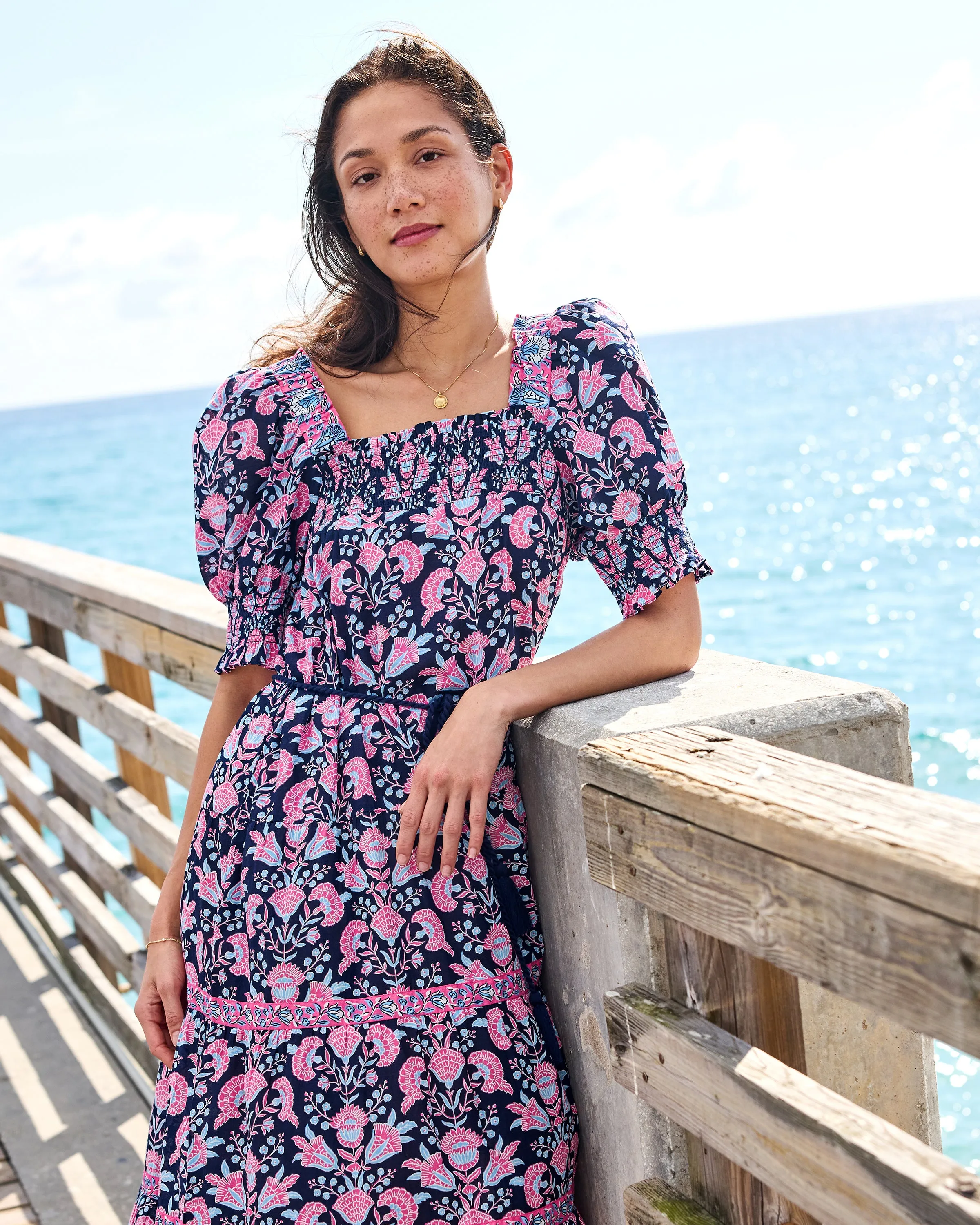 Harbor Honeysuckle - The Muse Dress - Navy Shore sold by Printfresh product image thumbnail 5