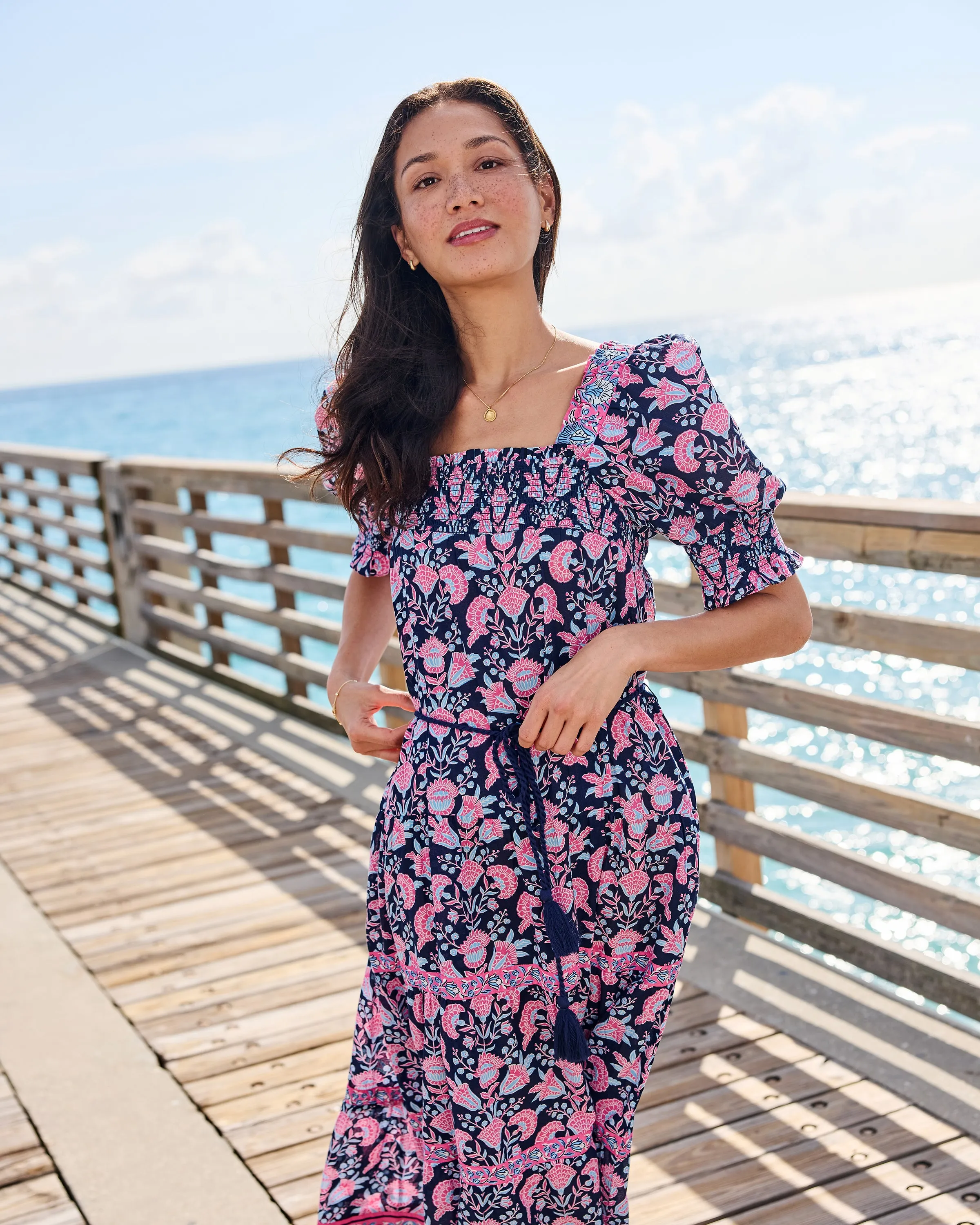 Harbor Honeysuckle - The Muse Dress - Navy Shore sold by Printfresh product image thumbnail 3