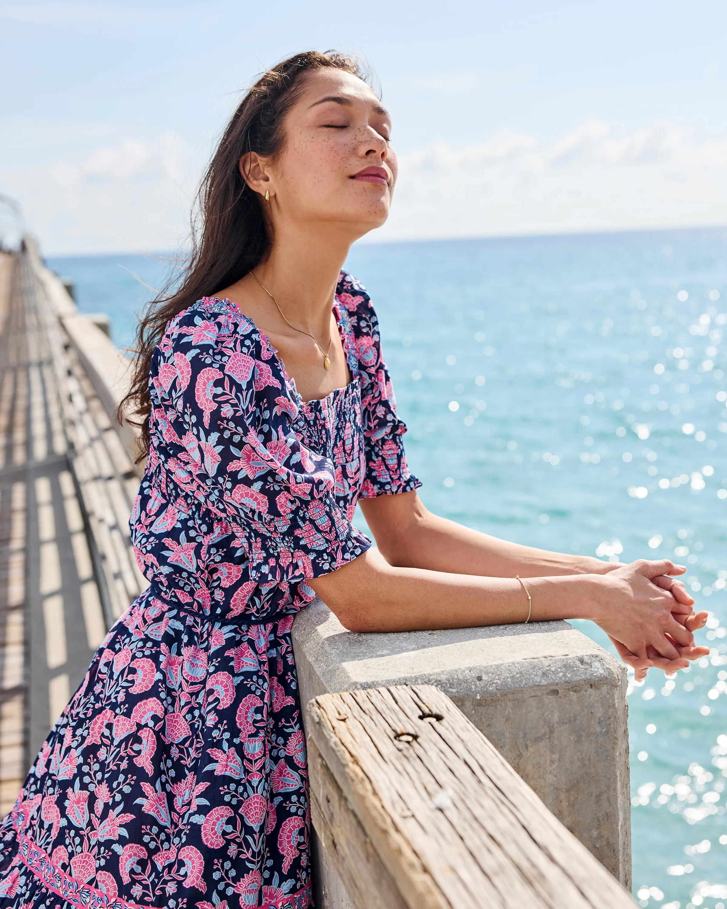 Harbor Honeysuckle - The Muse Dress - Navy Shore sold by Printfresh product image thumbnail 4