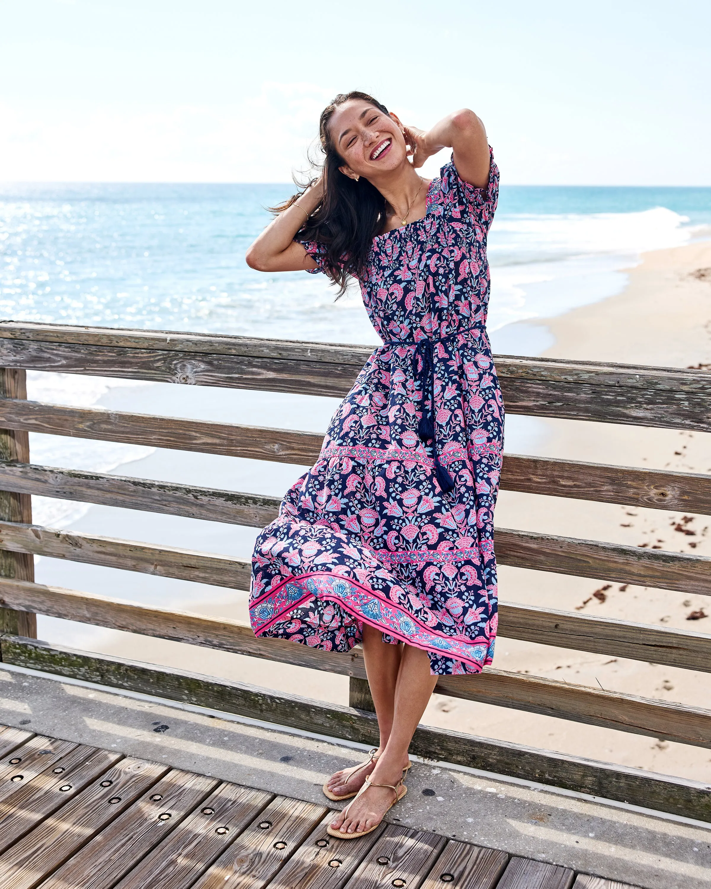 Harbor Honeysuckle - The Muse Dress - Navy Shore sold by Printfresh product image thumbnail 2
