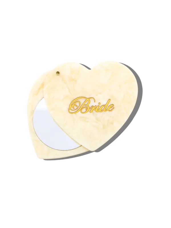Cream - Hand Painted Bride Compact Mirror - Solar Eclipse made by Printfresh