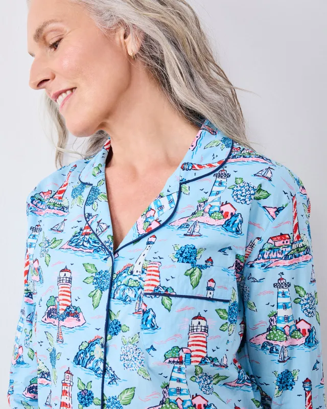 Lighthouse Keeper - Petite Long PJ Set - Blue Hydrangea made by Printfresh