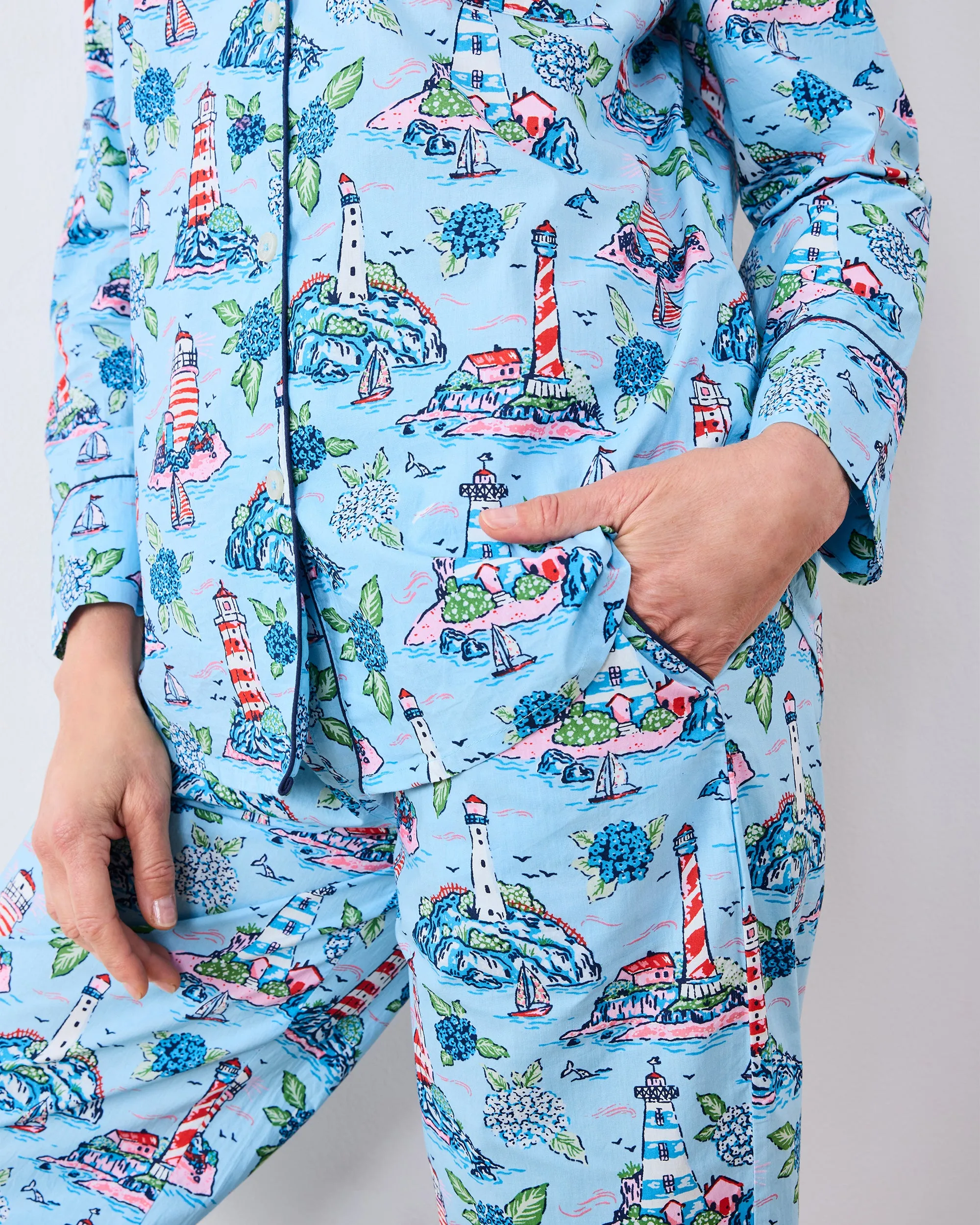 Lighthouse Keeper - Petite Long PJ Set - Blue Hydrangea sold by Printfresh product image thumbnail 5