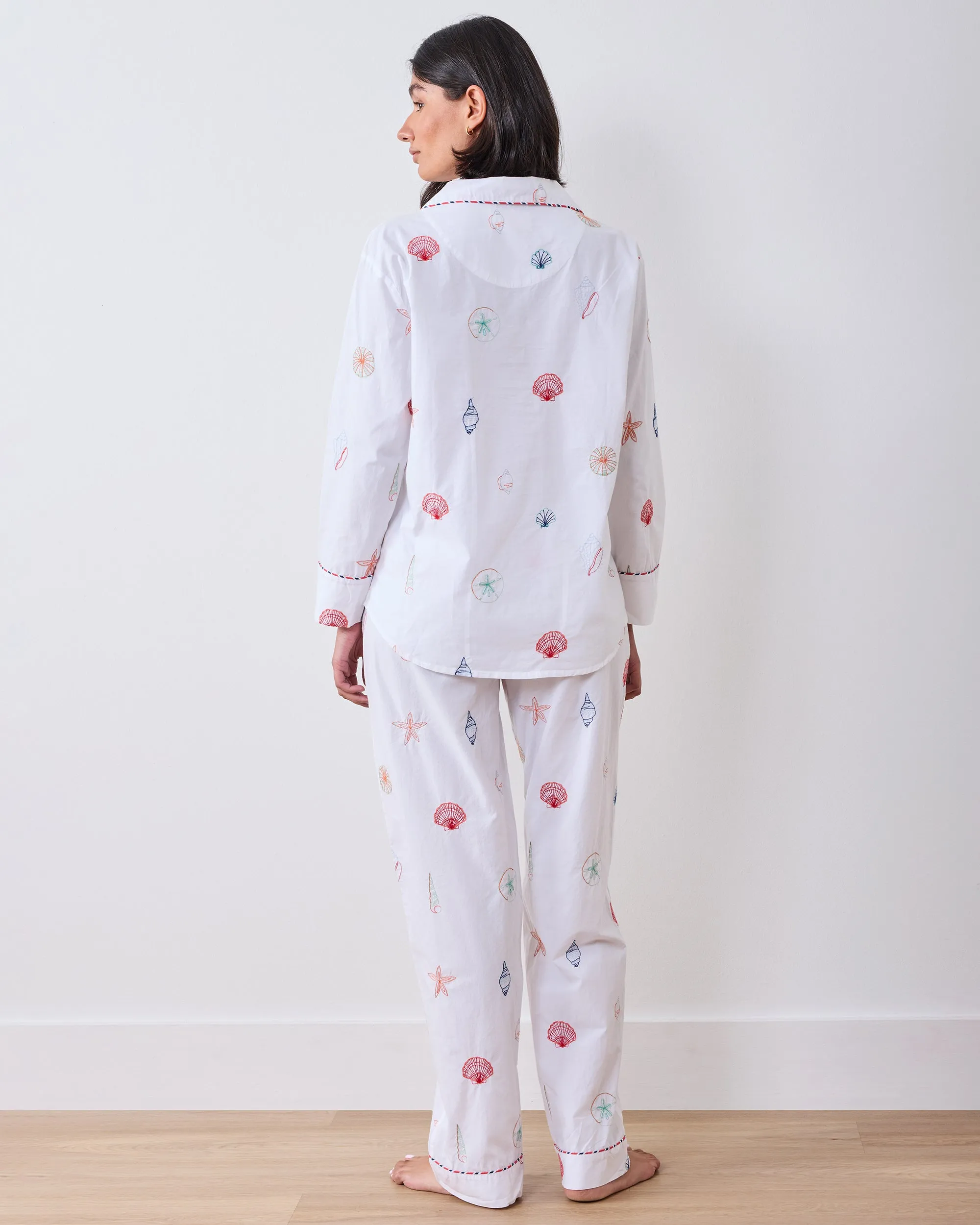 Embroidered Shells - Petite Long PJ Set - Coastal Cloud sold by Printfresh product image thumbnail 4