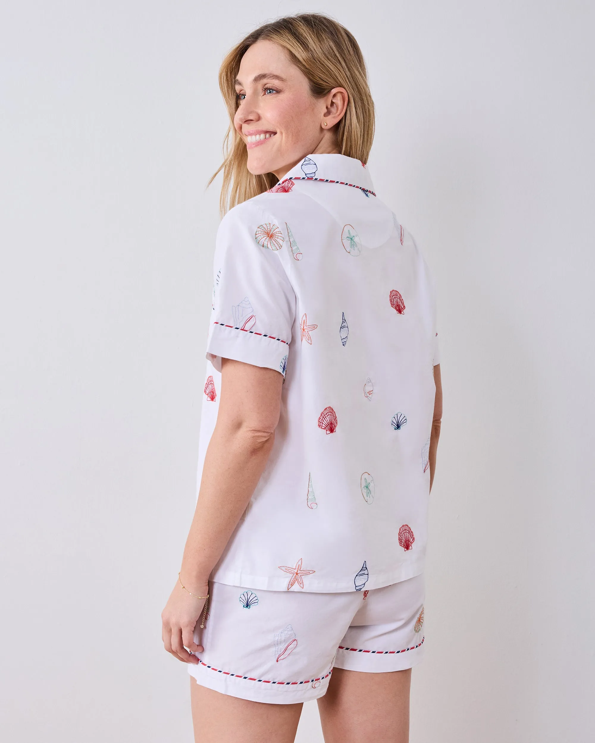 Embroidered Shells - Short PJ Set - Coastal Cloud sold by Printfresh product image thumbnail 4