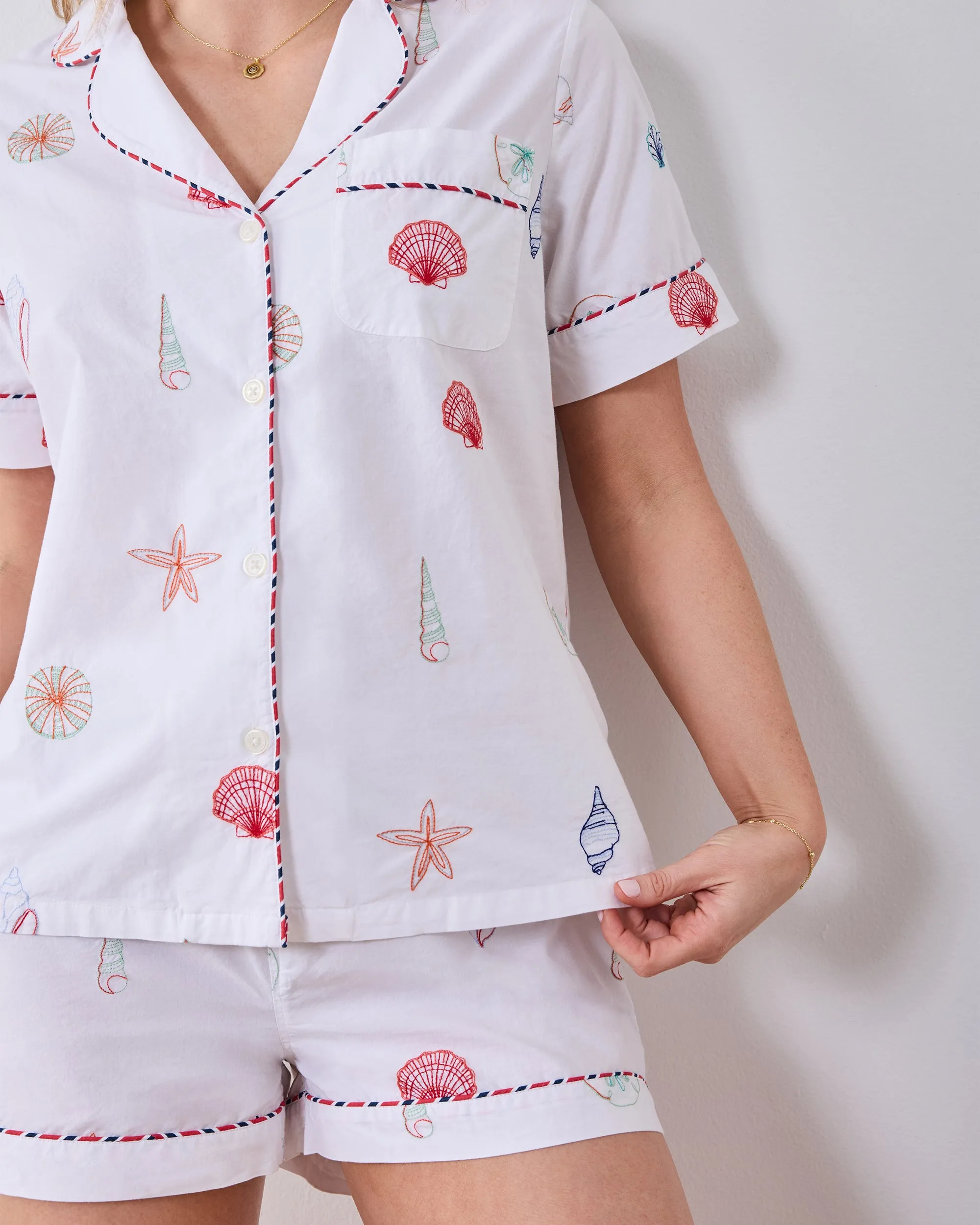 Embroidered Shells - Short PJ Set - Coastal Cloud sold by Printfresh product image thumbnail 5