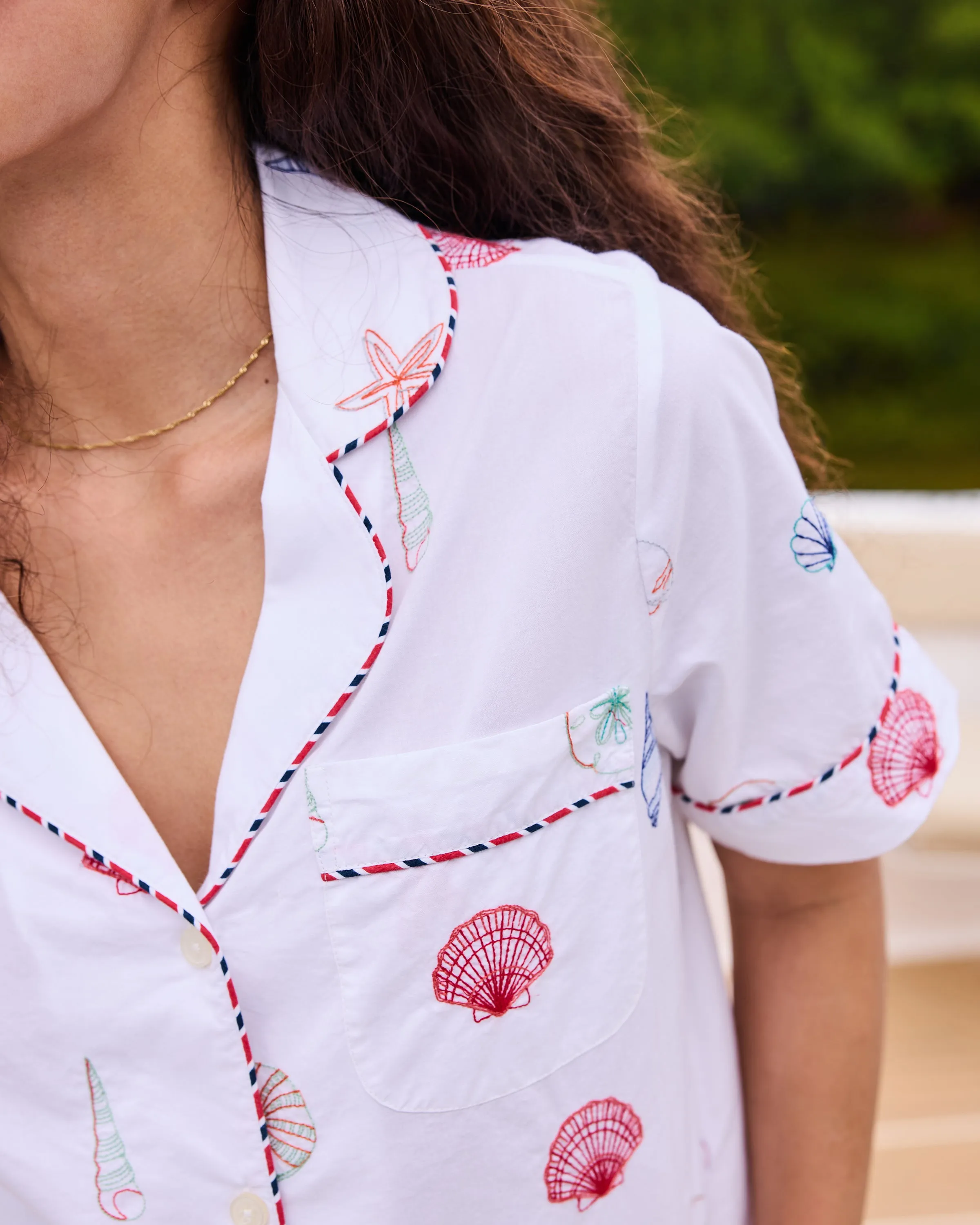Embroidered Shells - Short PJ Set - Coastal Cloud sold by Printfresh product image thumbnail 3