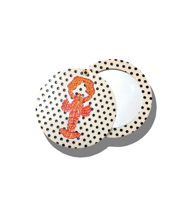 Polka Dot Combo - Hand Painted Lobster Compact Mirror - Solar Eclipse sold by Printfresh product image thumbnail 2