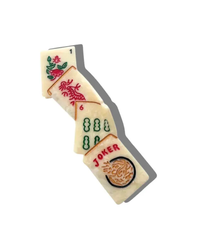 Multi - Hand Painted Mahjong Oversize Claw Clip - Solar Eclipse made by Printfresh