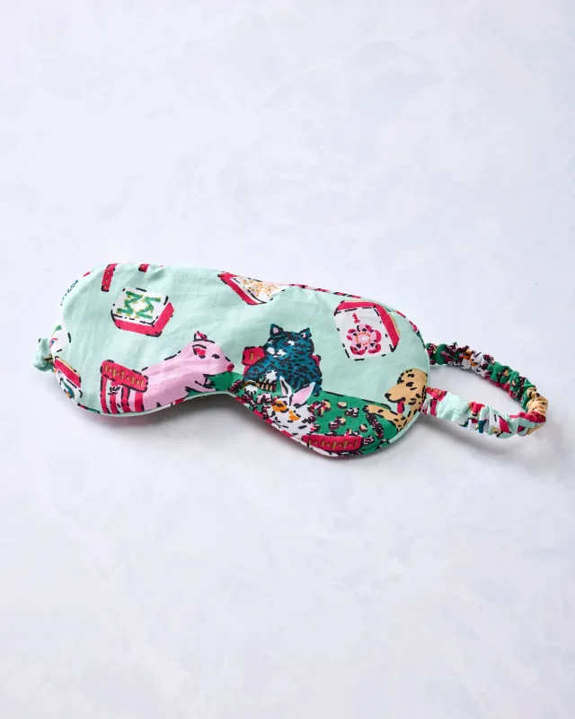 Mah Jongg Menagerie - Eye Mask - Pale Jade made by Printfresh