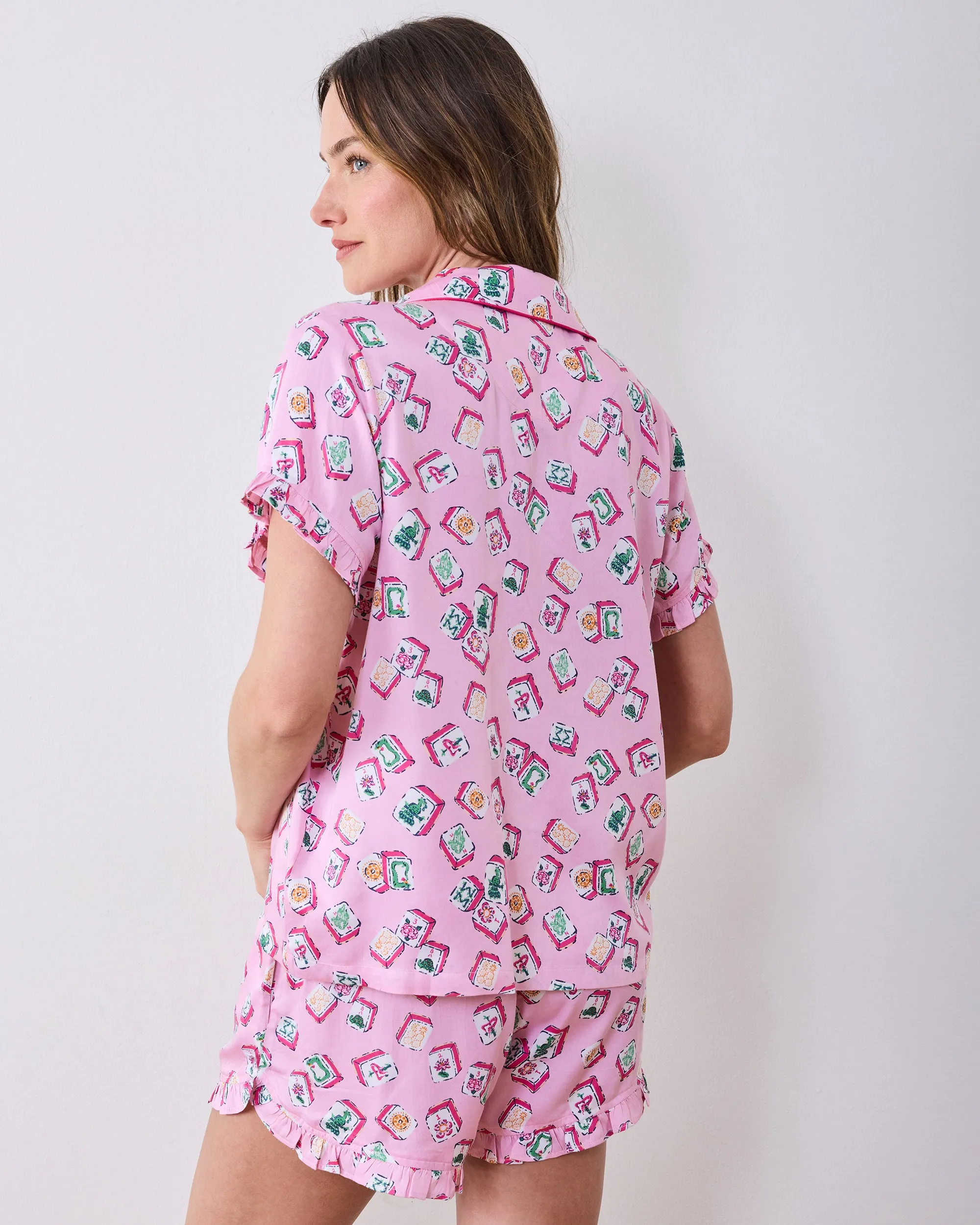 Lucky Tiles - Eco Satin Ruffle Set - Peony Pink sold by Printfresh product image thumbnail 4