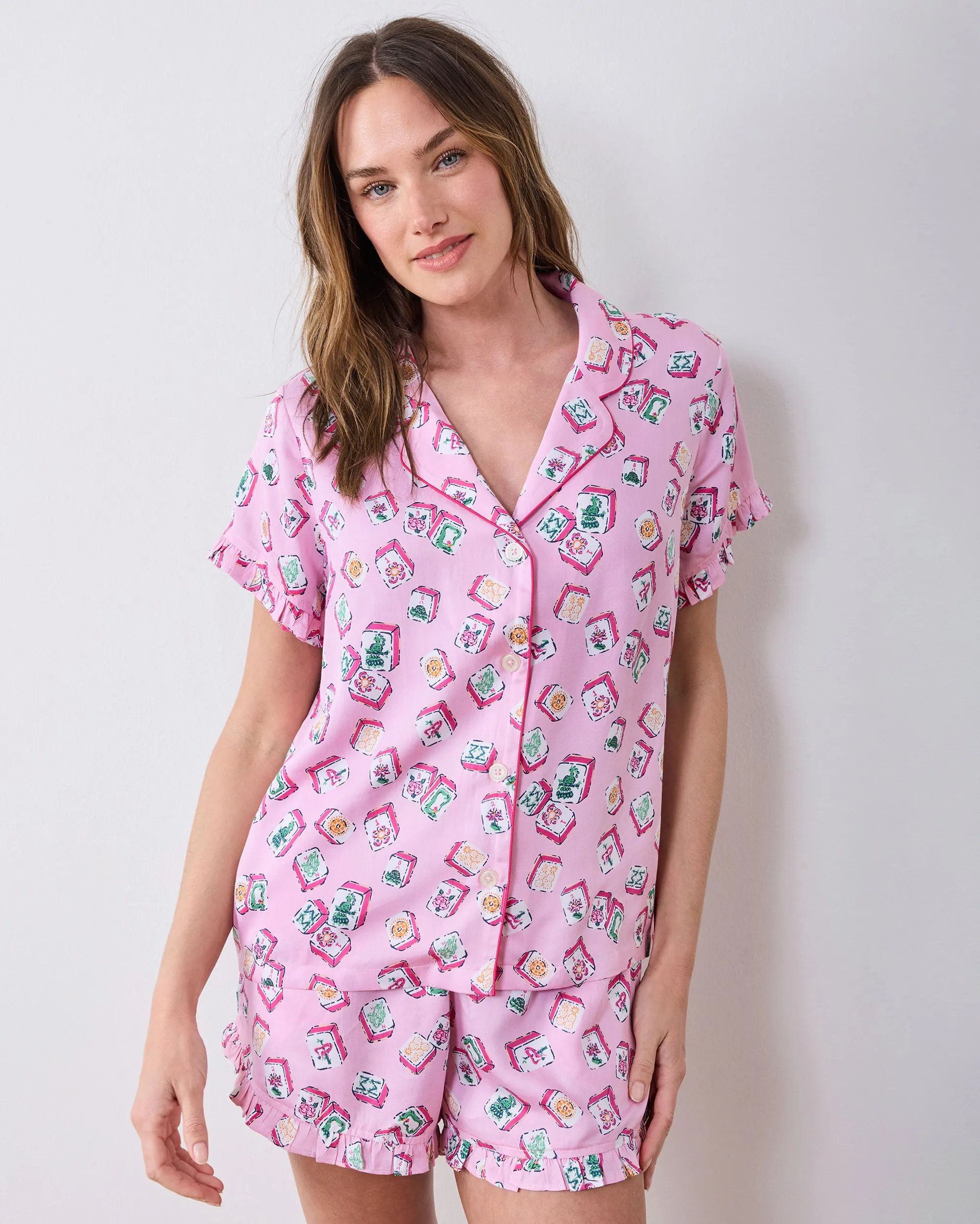 Lucky Tiles - Eco Satin Ruffle Set - Peony Pink sold by Printfresh product image thumbnail 2