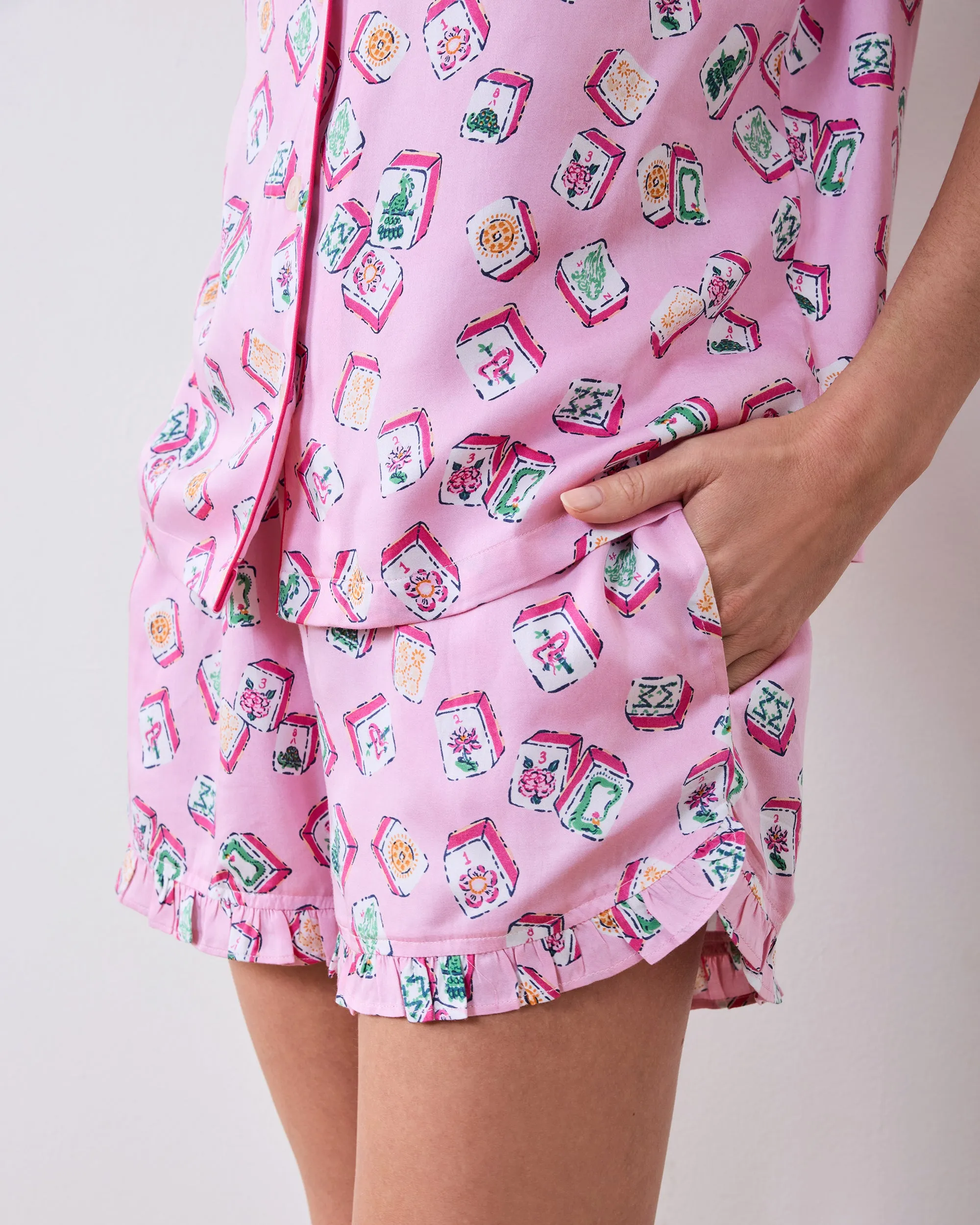 Lucky Tiles - Eco Satin Ruffle Set - Peony Pink sold by Printfresh product image thumbnail 3