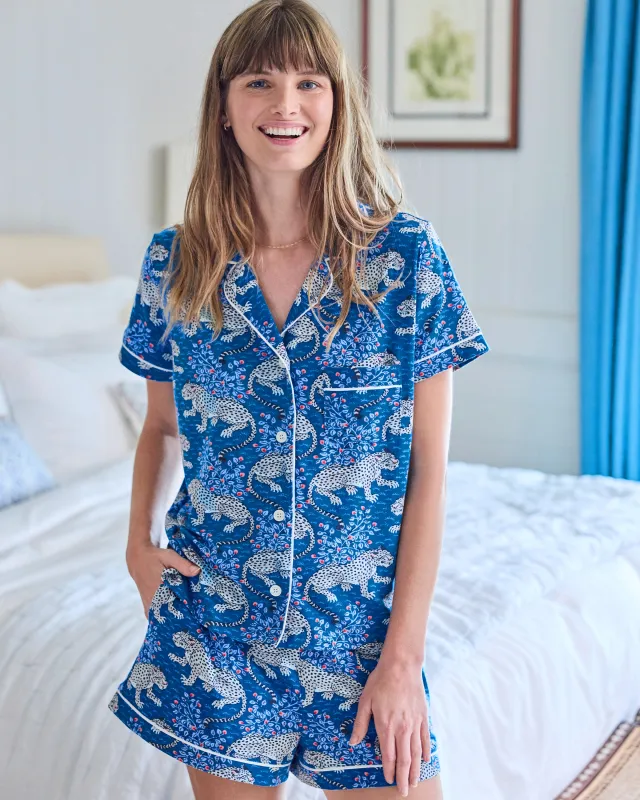 Bagheera - Organic Pima Modal Knit Short PJ Set - Indigo made by Printfresh