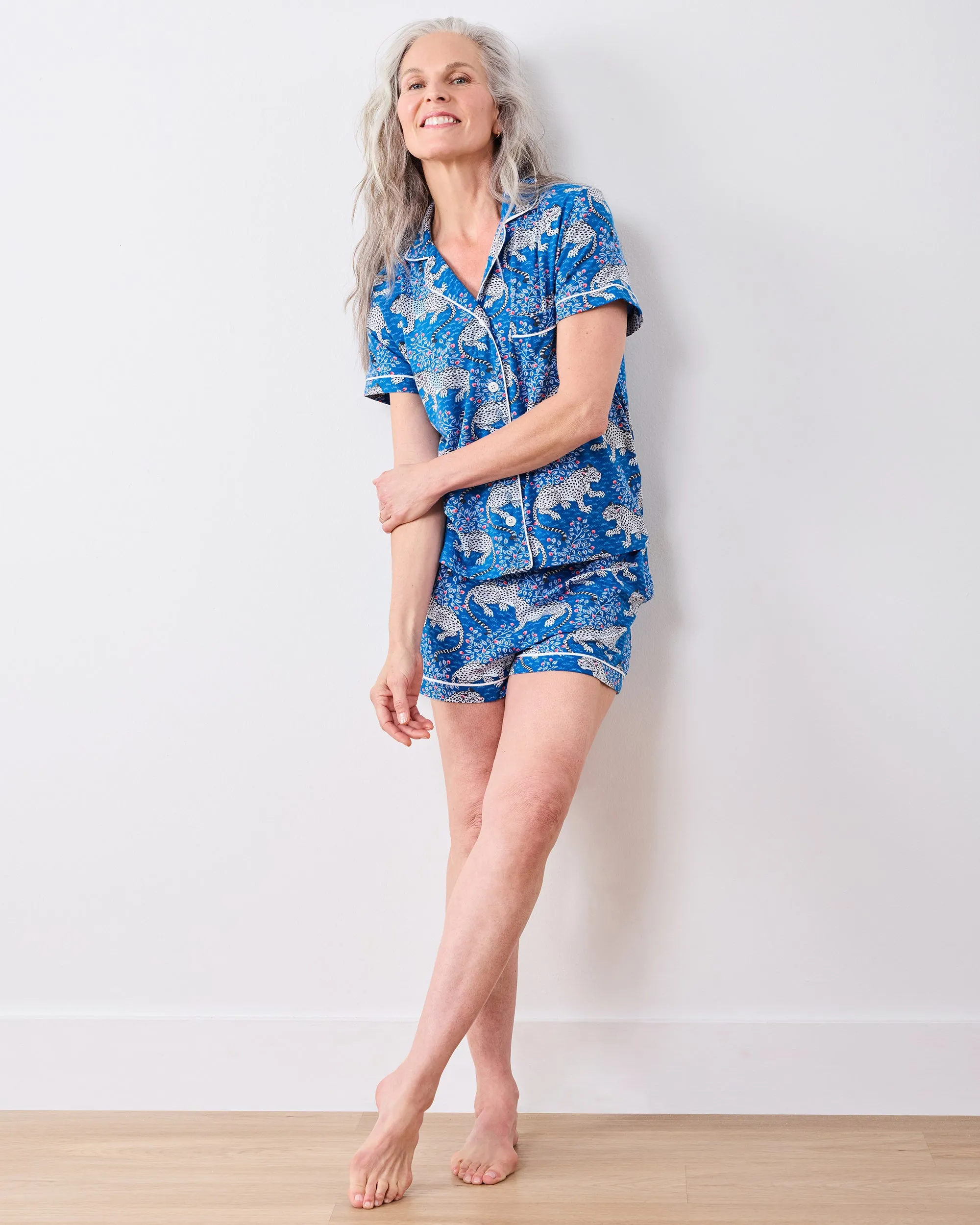 Bagheera - Organic Pima Modal Knit Short PJ Set - Indigo sold by Printfresh product image thumbnail 2