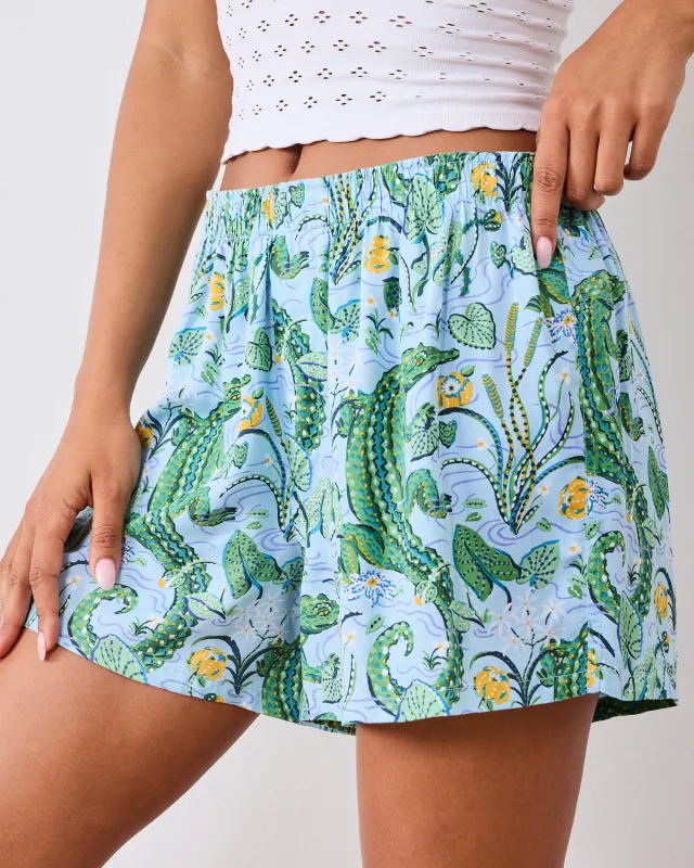 Gator Grove - Eco Satin Boyfriend Boxer - Blue Lagoon made by Printfresh