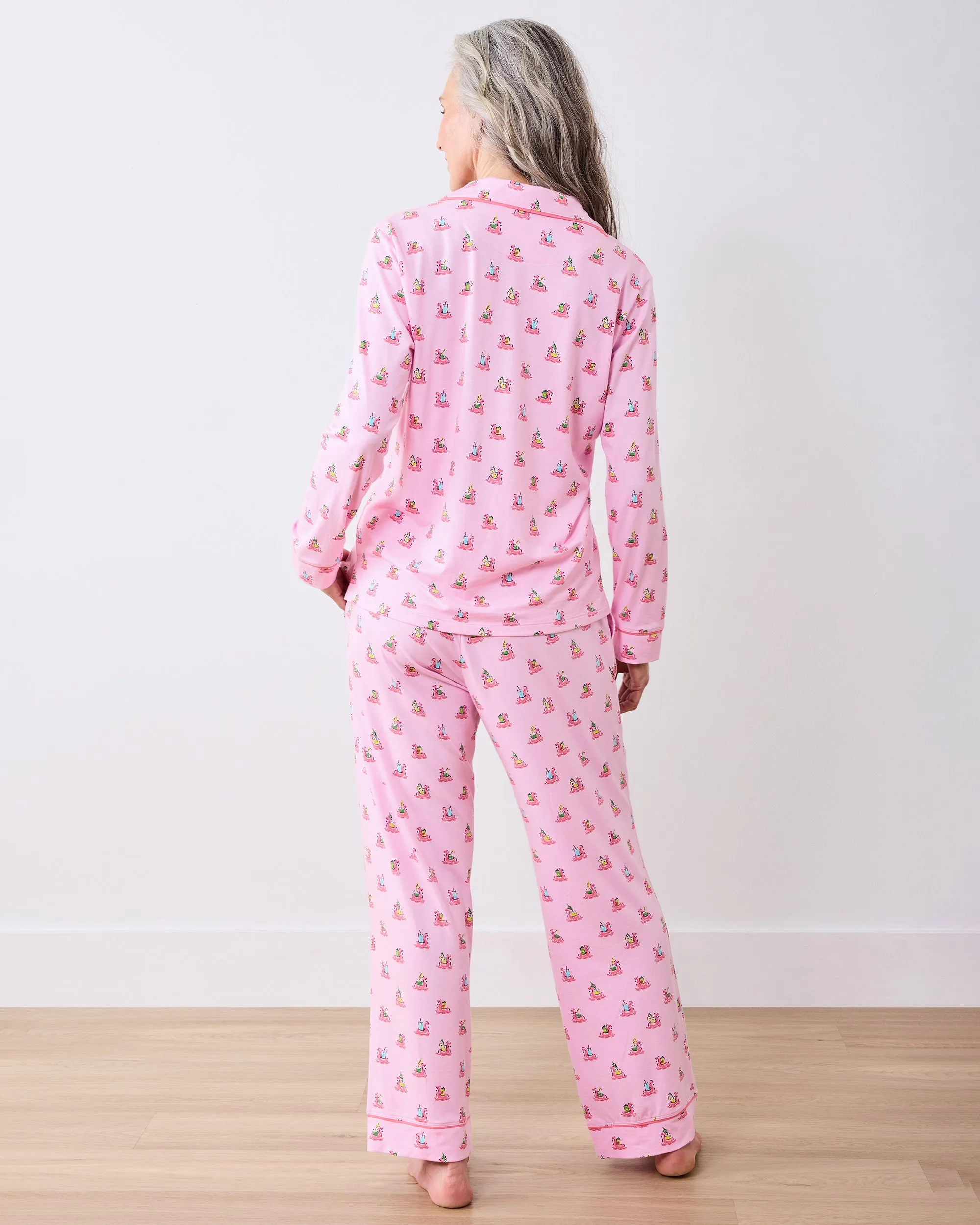 Flamingo Floaties - Organic Pima Modal Knit Long PJ Set - Pink Lemonade sold by Printfresh product image thumbnail 4