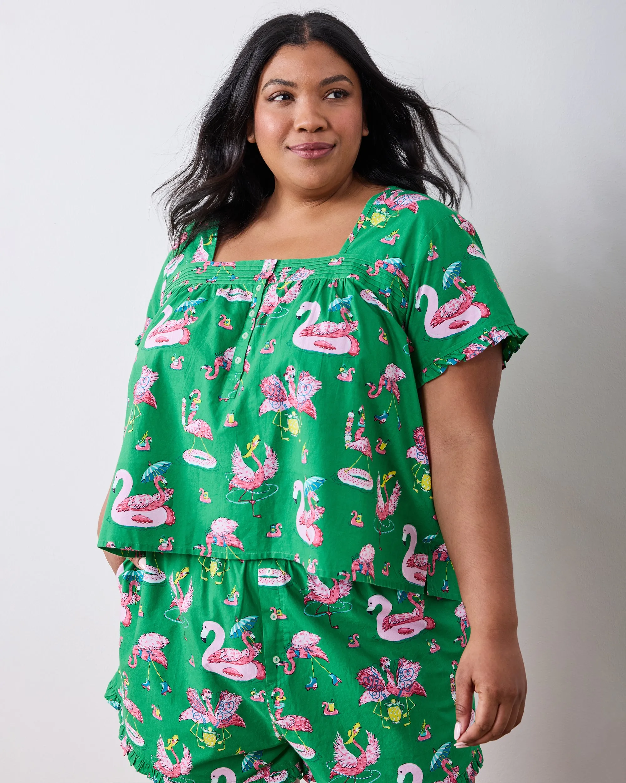 Flock Party - Pintuck Short Set - Palm Frond sold by Printfresh product image thumbnail 5