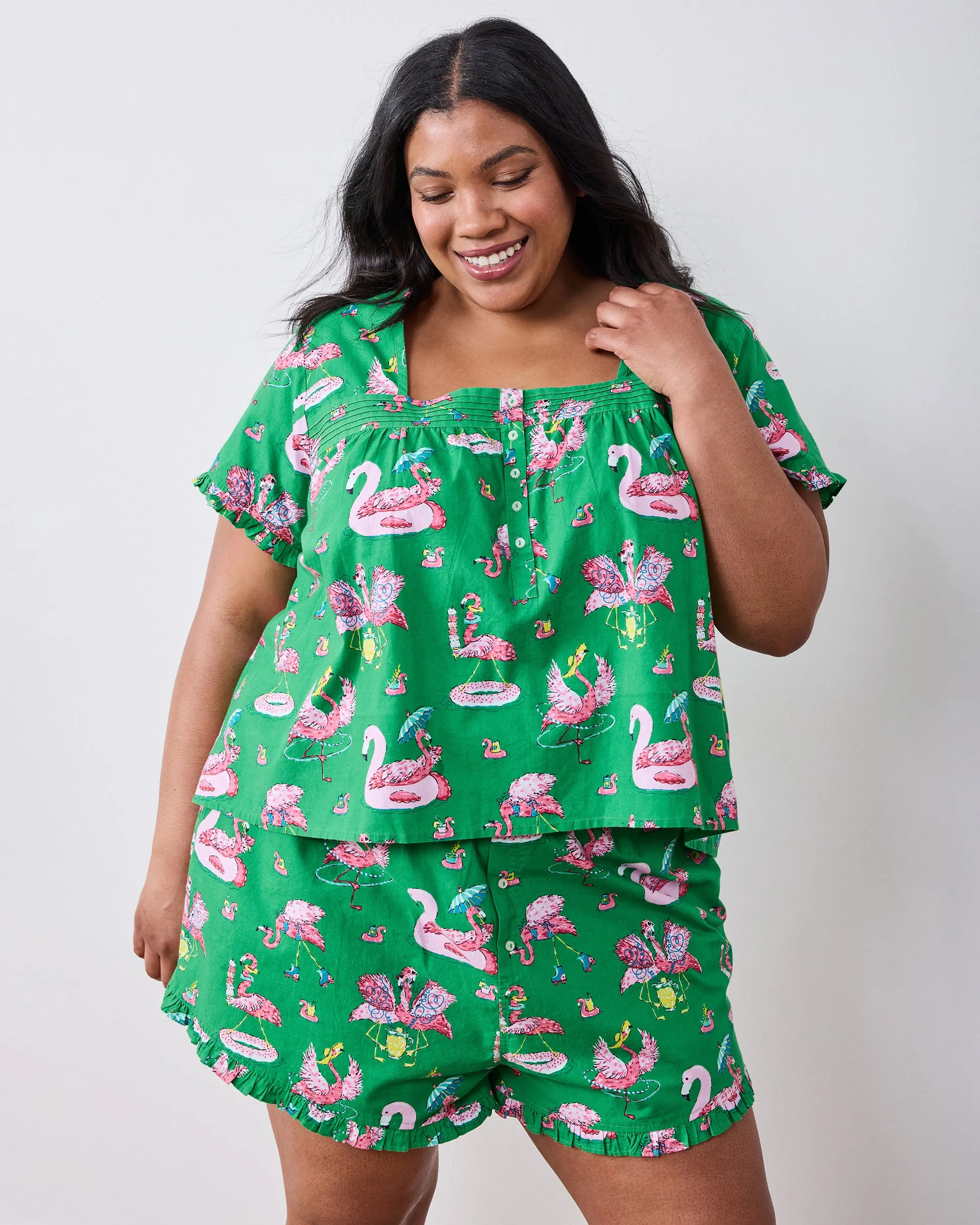 Flock Party - Pintuck Short Set - Palm Frond sold by Printfresh product image thumbnail 3
