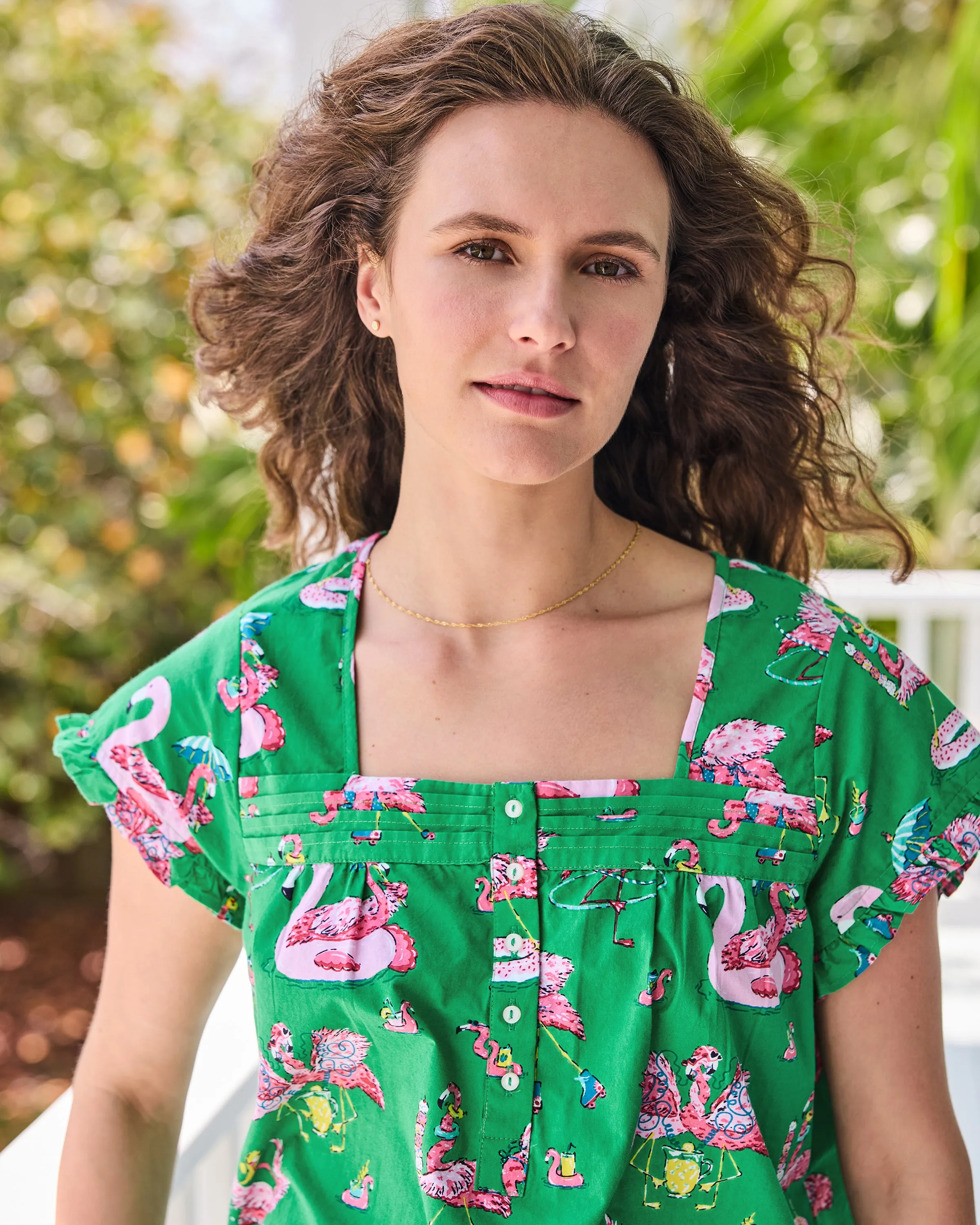 Flock Party - Pintuck Short Set - Palm Frond sold by Printfresh product image thumbnail 2